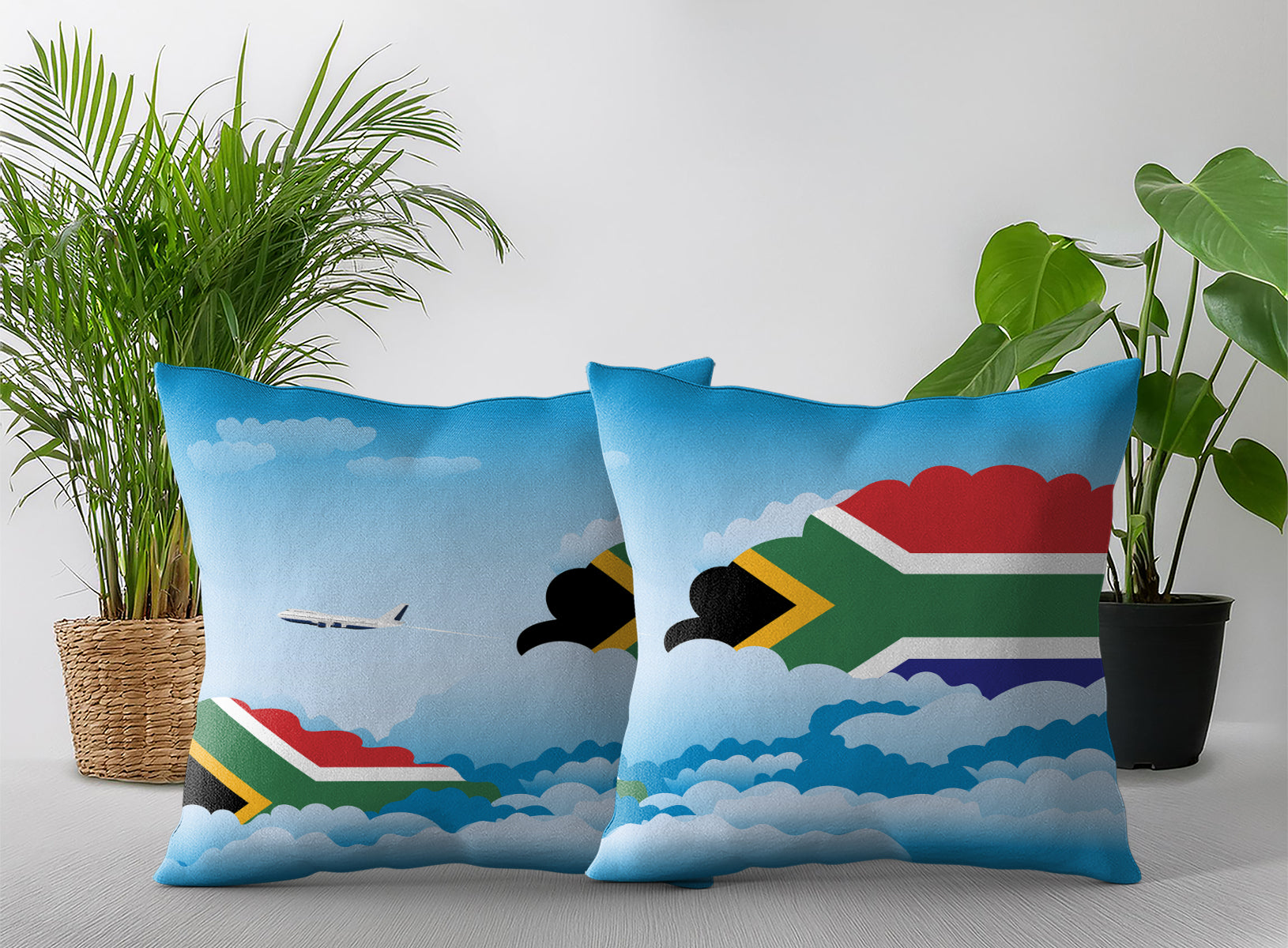 South Africa World Airplane Day Clouds Square & Rectangle Pillow Cases | Aviation Decorative Pillow Covers