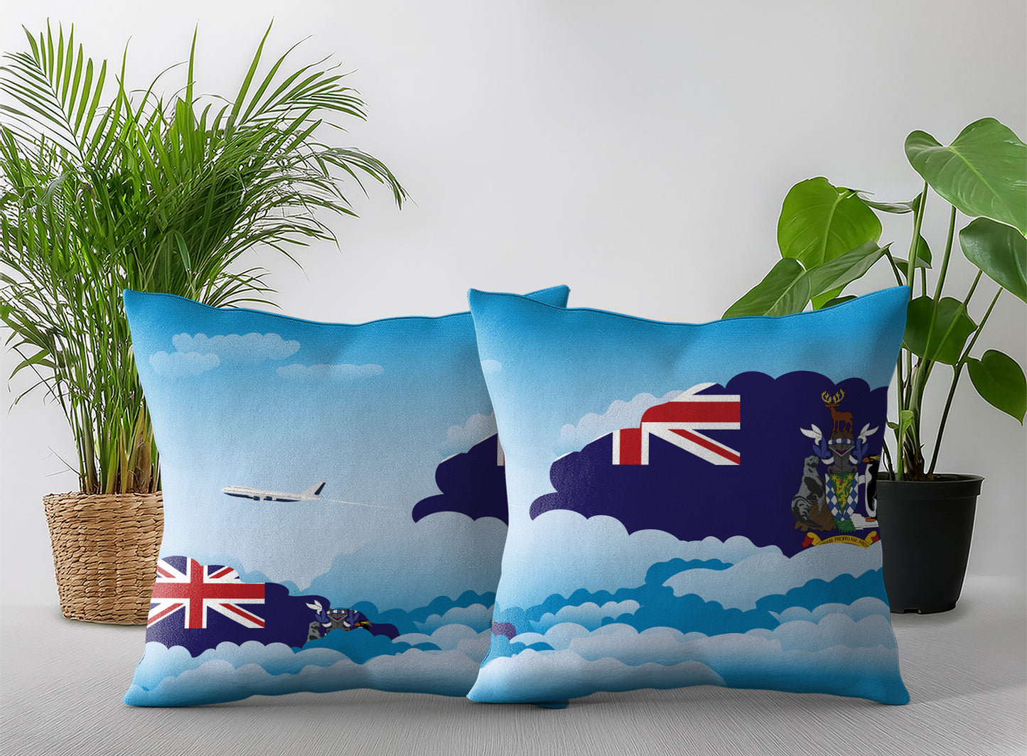 South Georgia Case and the South Sandwich Islands World Airplane Day Clouds Square & Rectangle Pillow Cases | Aviation Decorative Pillow Covers