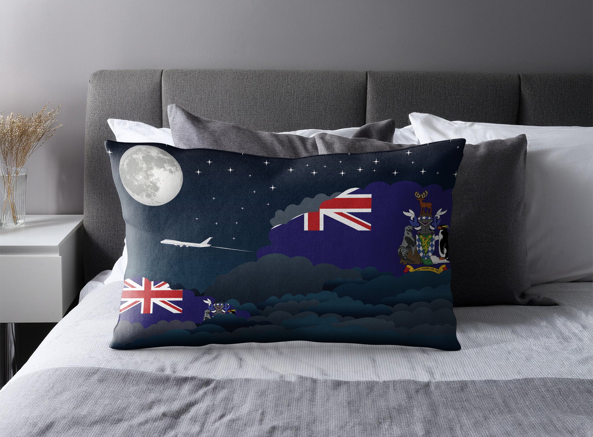 South Georgia Case and the South Sandwich Islands World Airplane Night Clouds Square & Rectangle Pillow Cases | Aviation Night Sky Pillow Covers