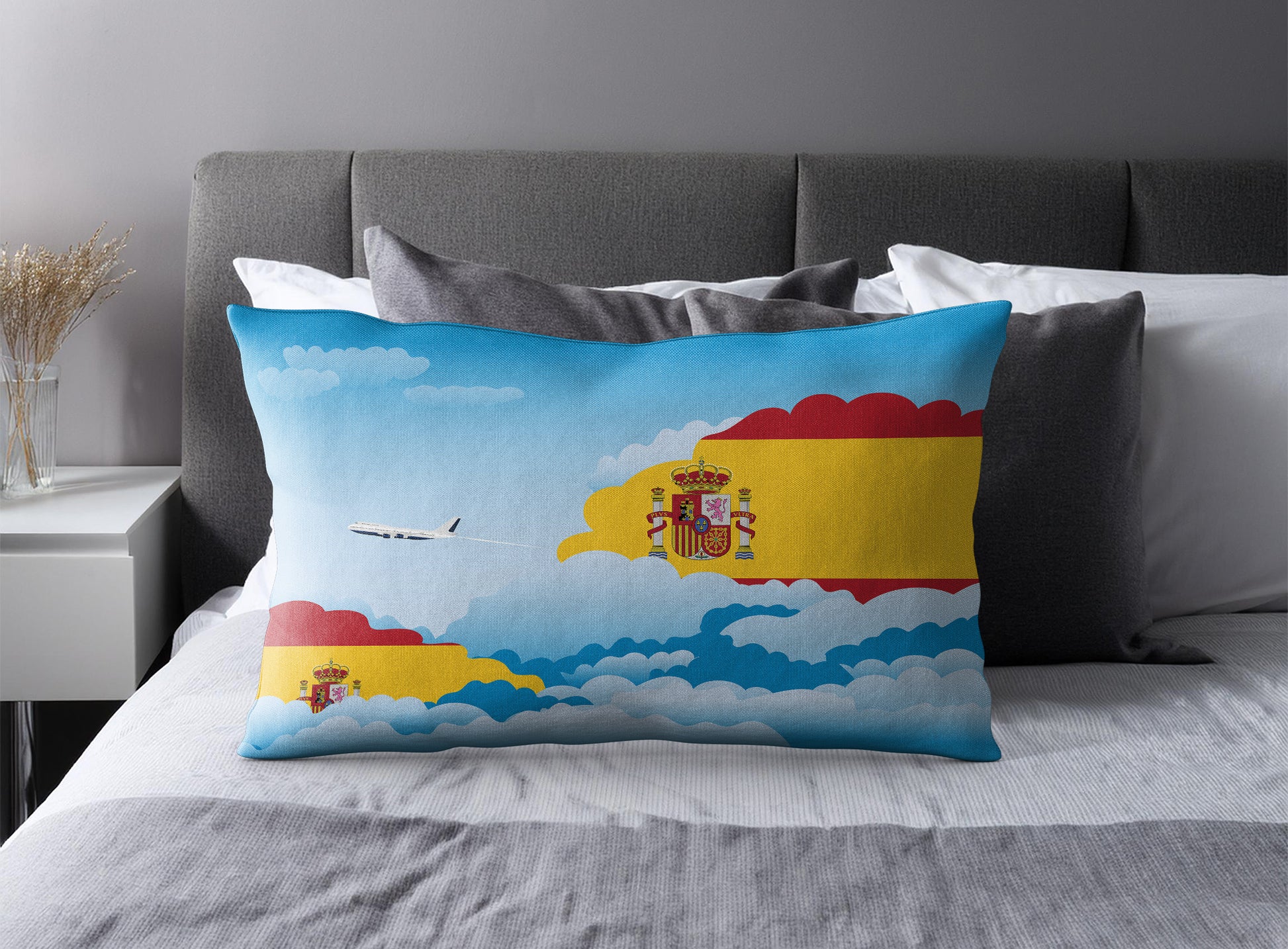 Spain World Airplane Day Clouds Square & Rectangle Pillow Cases | Aviation Decorative Pillow Covers