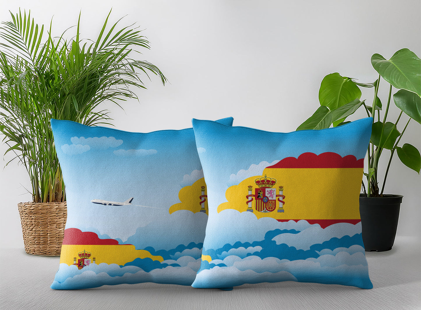 Spain Day Clouds Pillow Case and Pillow Throw