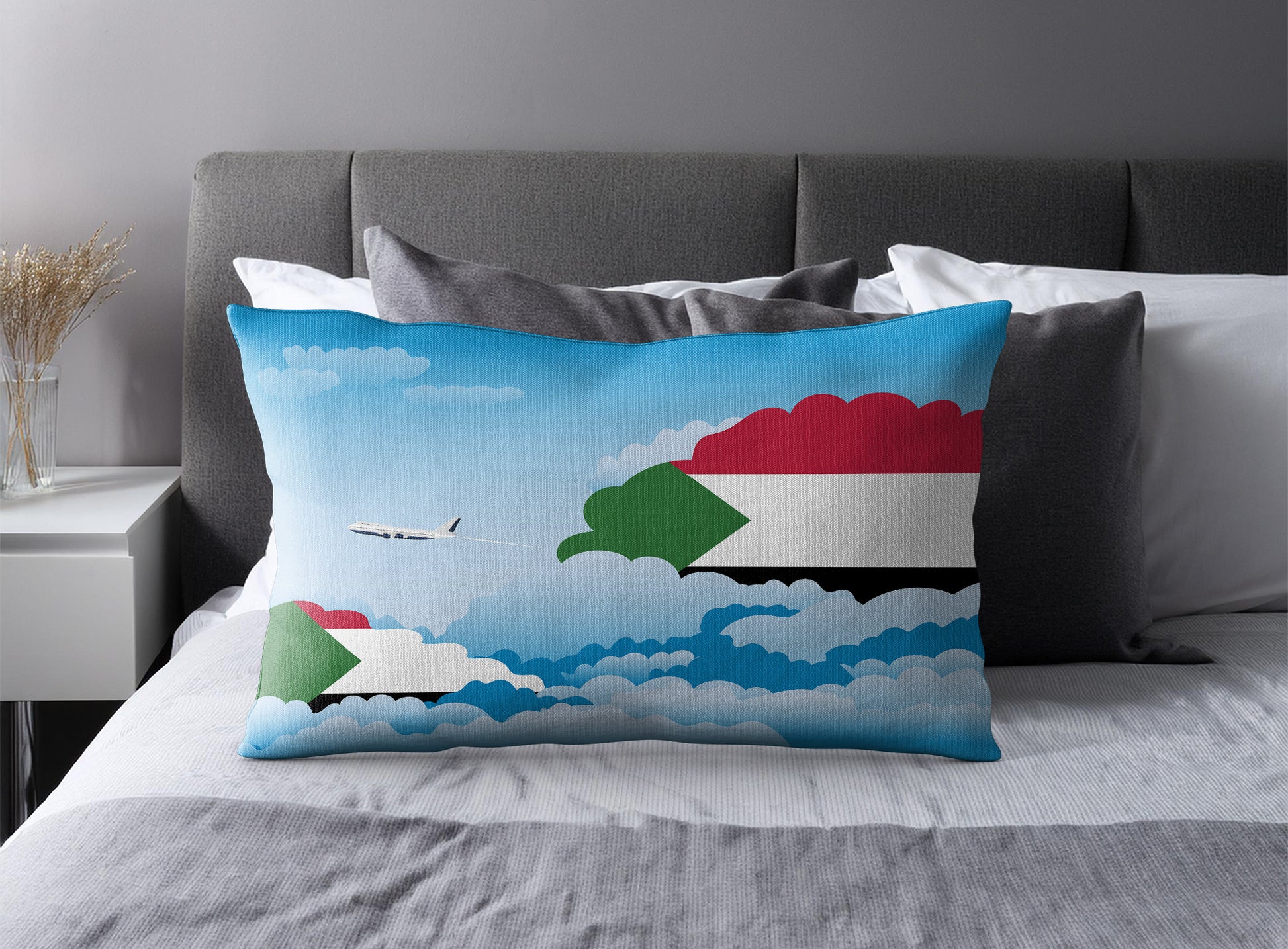 Sudan World Airplane Day Clouds Square & Rectangle Pillow Cases | Aviation Decorative Pillow Covers