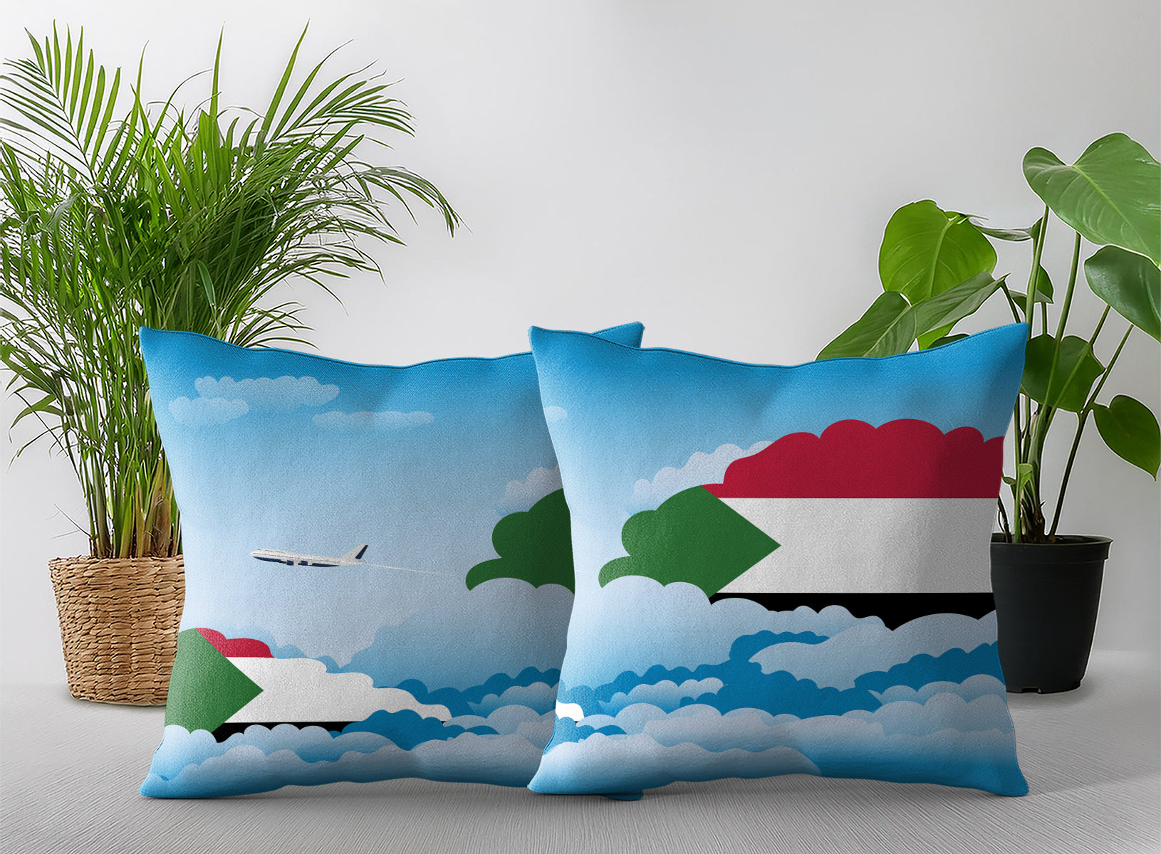 Sudan Day Clouds Pillow Case and Pillow Throw