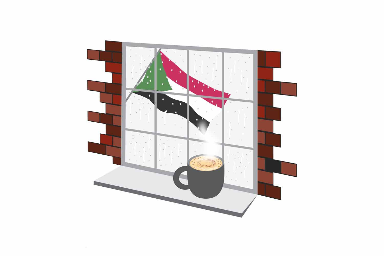 Sudan Coffee Rain Window Sticker