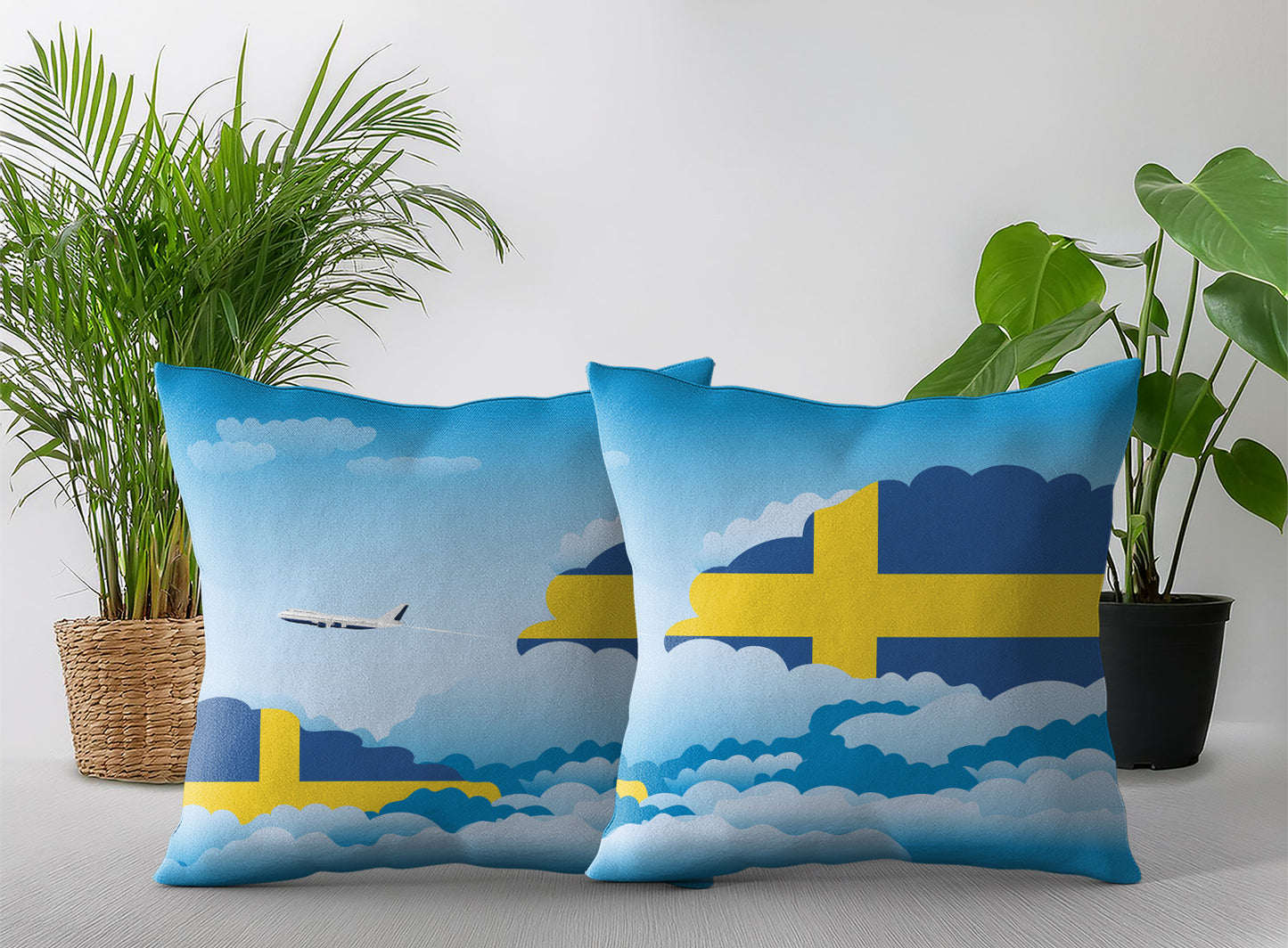 Sweden World Airplane Day Clouds Square & Rectangle Pillow Cases | Aviation Decorative Pillow Covers
