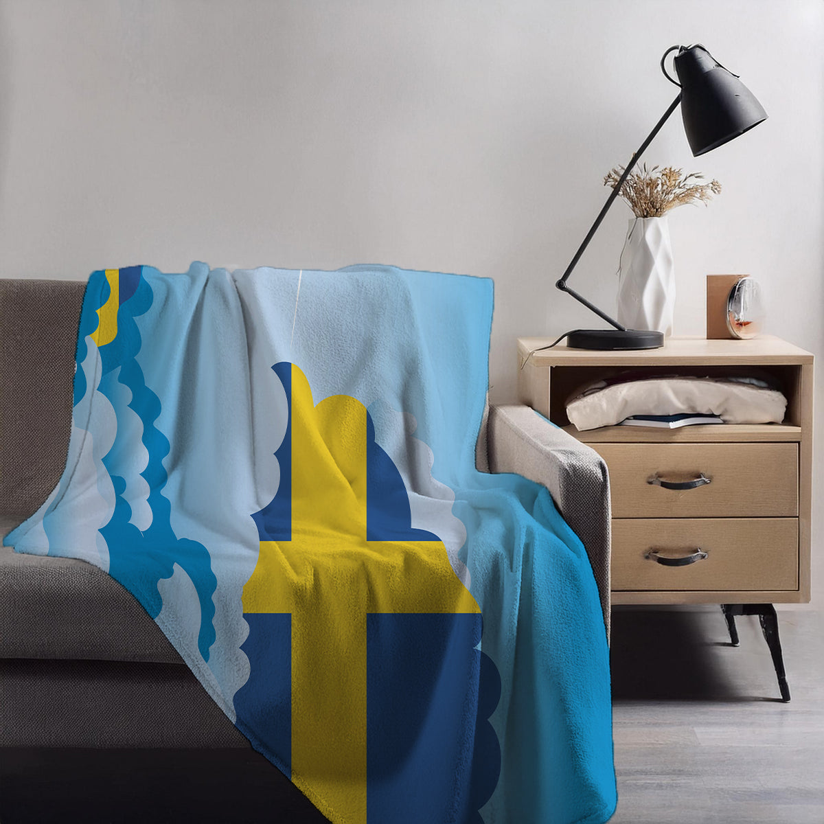 Sweden Day Clouds Blankets & Throws | Soft Premium Blankets | City Posters Plus