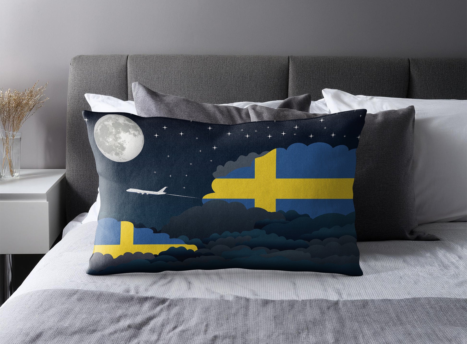 Sweden Night Clouds Pillow Case and Pillow Throw
