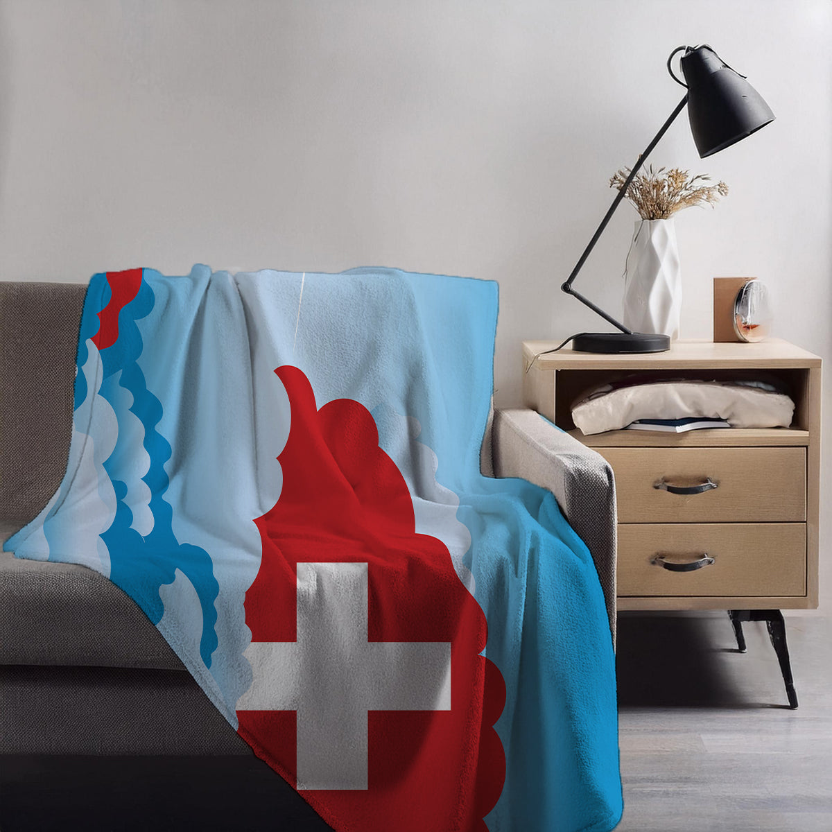 Switzerland Day Clouds Blankets & Throws | Soft Premium Blankets | City Posters Plus