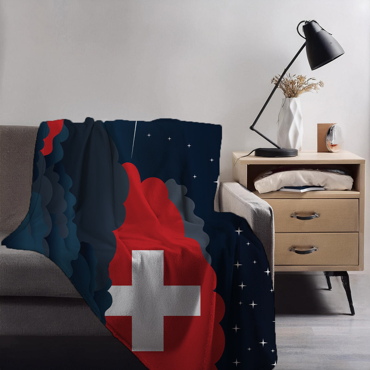 Switzerland Night Clouds Blankets & Throws | Premium Soft Blankets | City Posters Plus