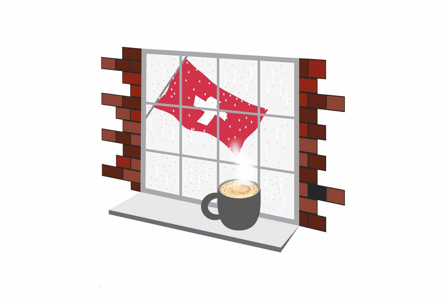 Switzerland Coffee Rain Window Fridge Magnet