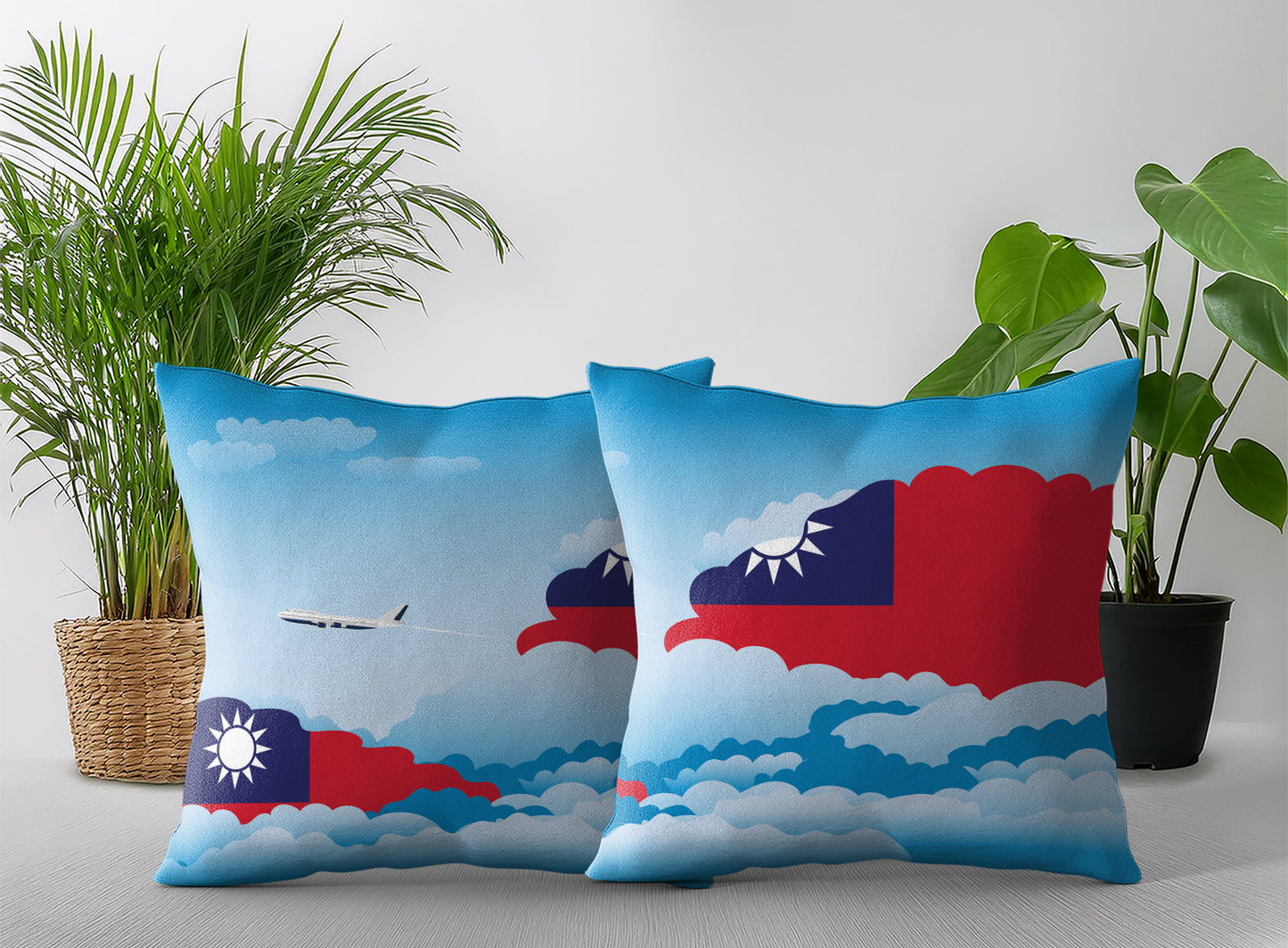 Taiwan World Airplane Day Clouds Square & Rectangle Pillow Cases | Aviation Decorative Pillow Covers