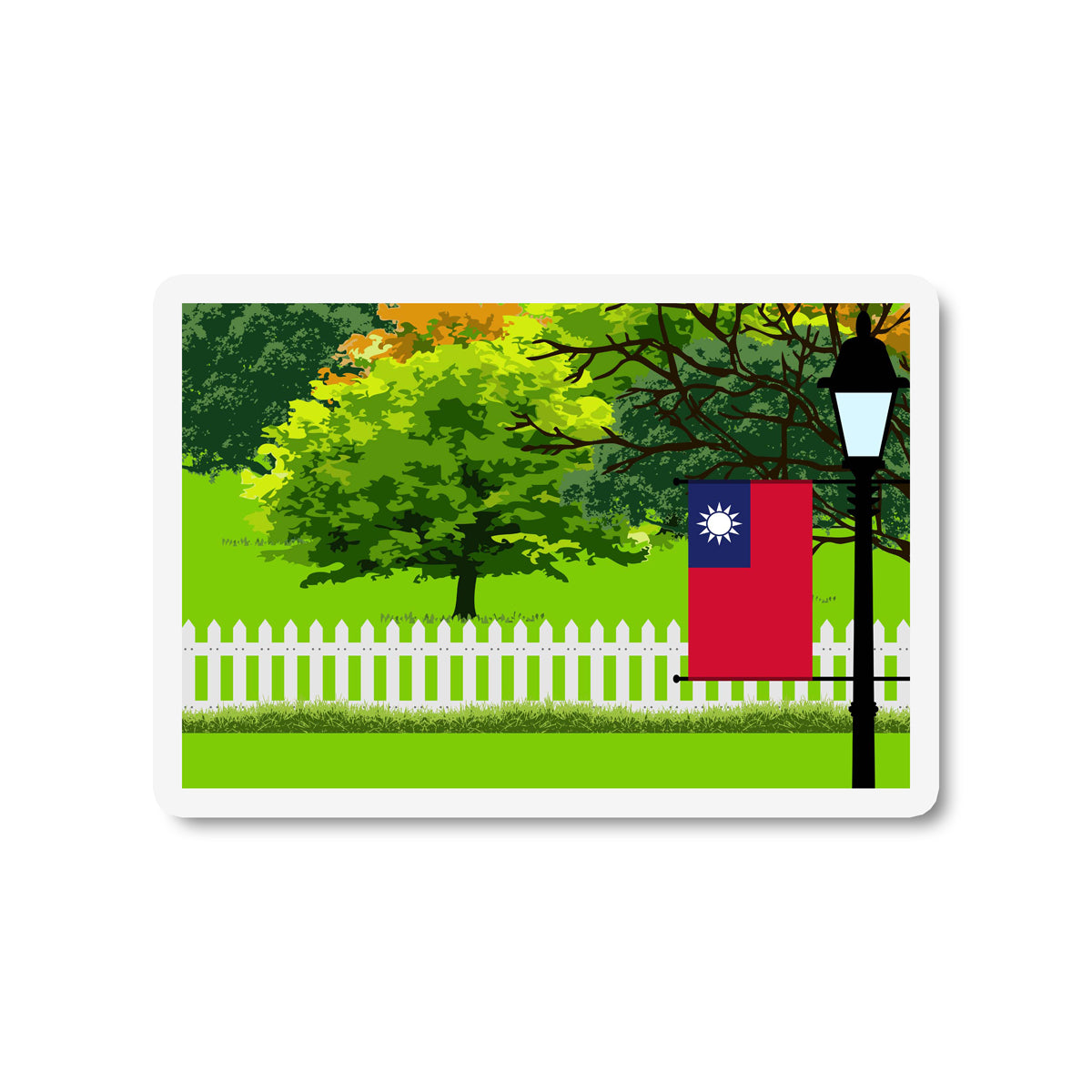 Taiwan Trees Street Lamp Fridge Magnet