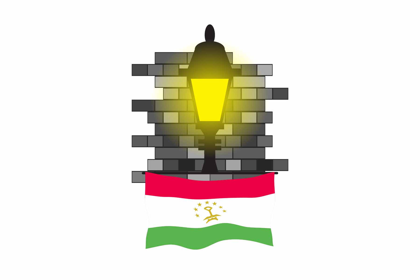 Tajikistan Street Lamp Bricks Sticker