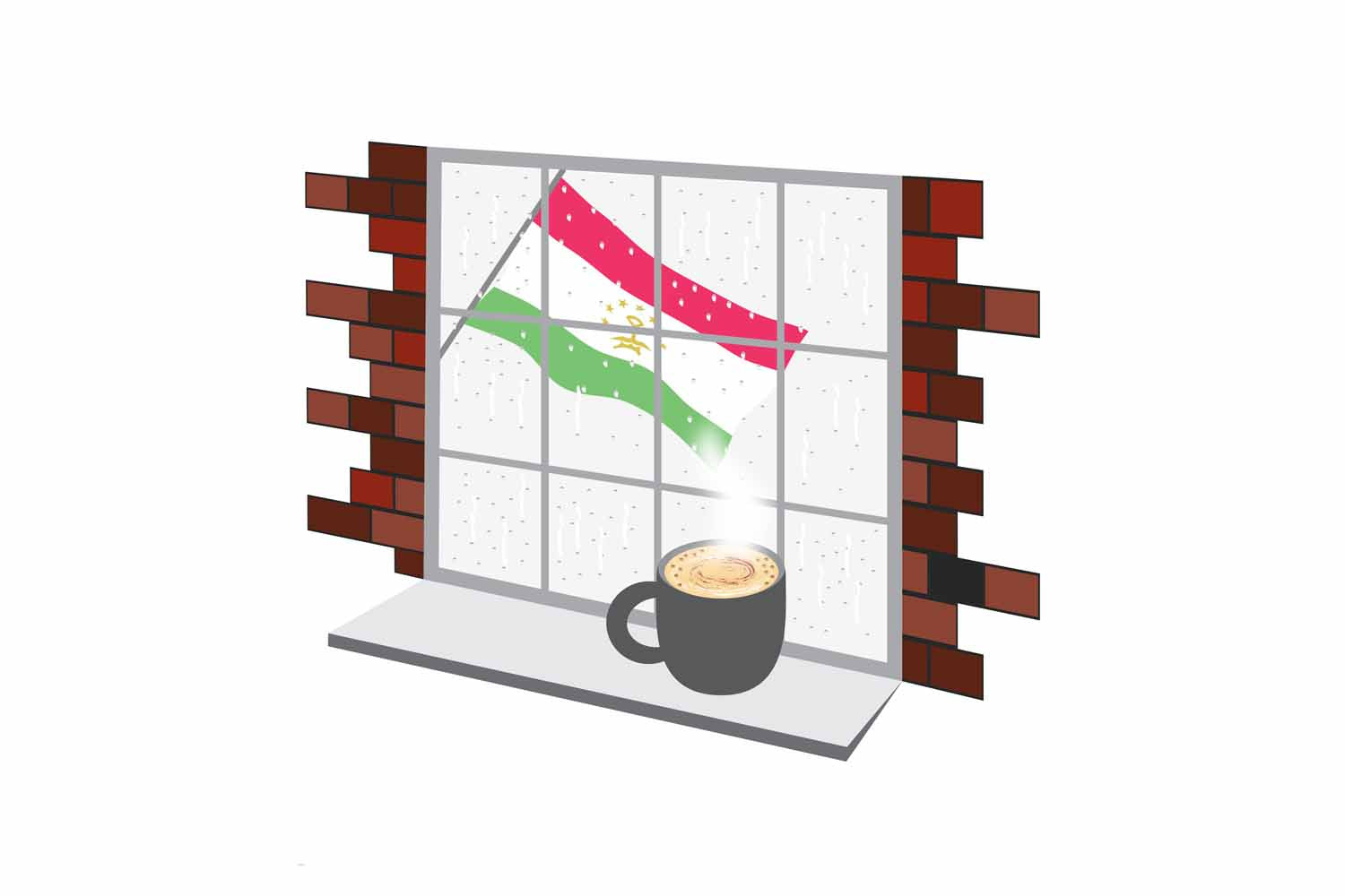 Tajikistan Coffee Rain Window Fridge Magnet