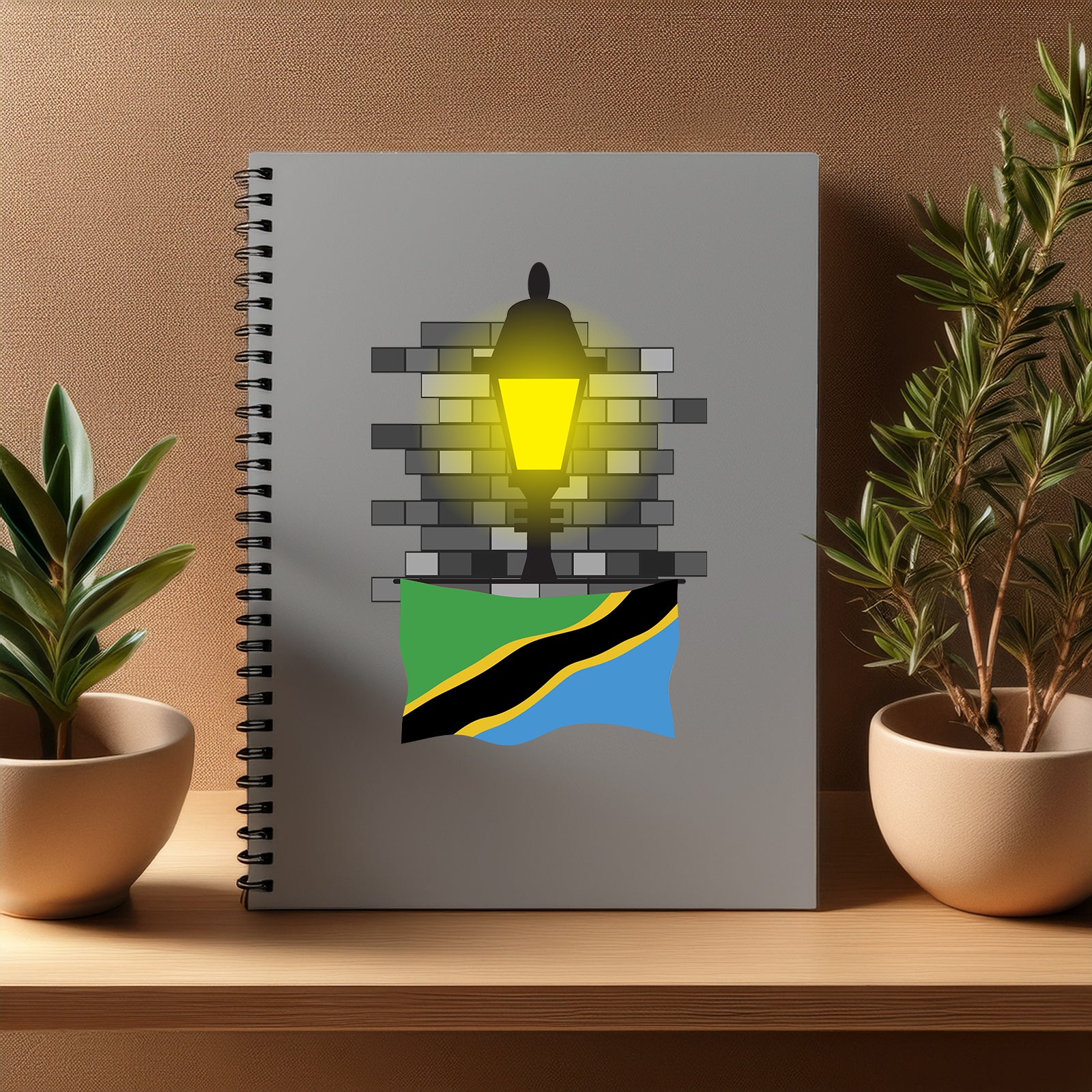 Tanzania  Street Lamp Bricks Notebook