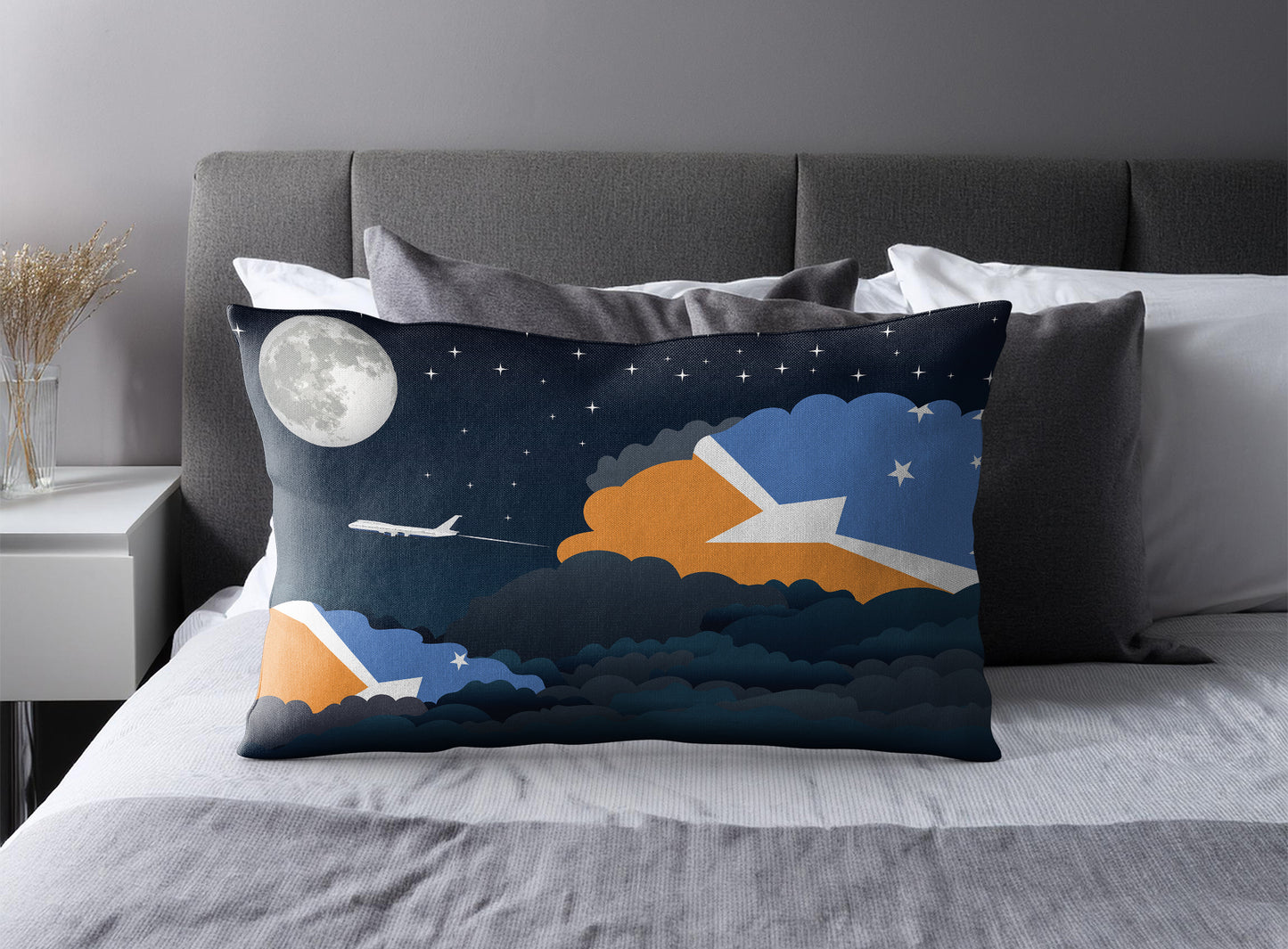 Tierra del Fuego Province Argentina World Airplane Night Clouds Square & Rectangle Pillow Cases | Aviation Night Sky Pillow Covers