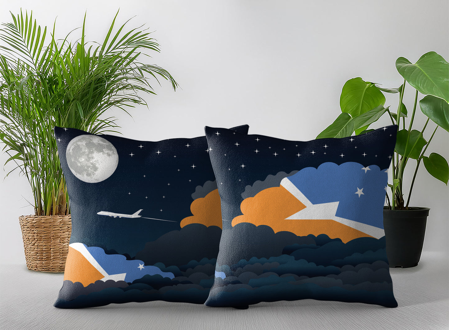 Tierra del Fuego Province Argentina World Airplane Night Clouds Square & Rectangle Pillow Cases | Aviation Night Sky Pillow Covers