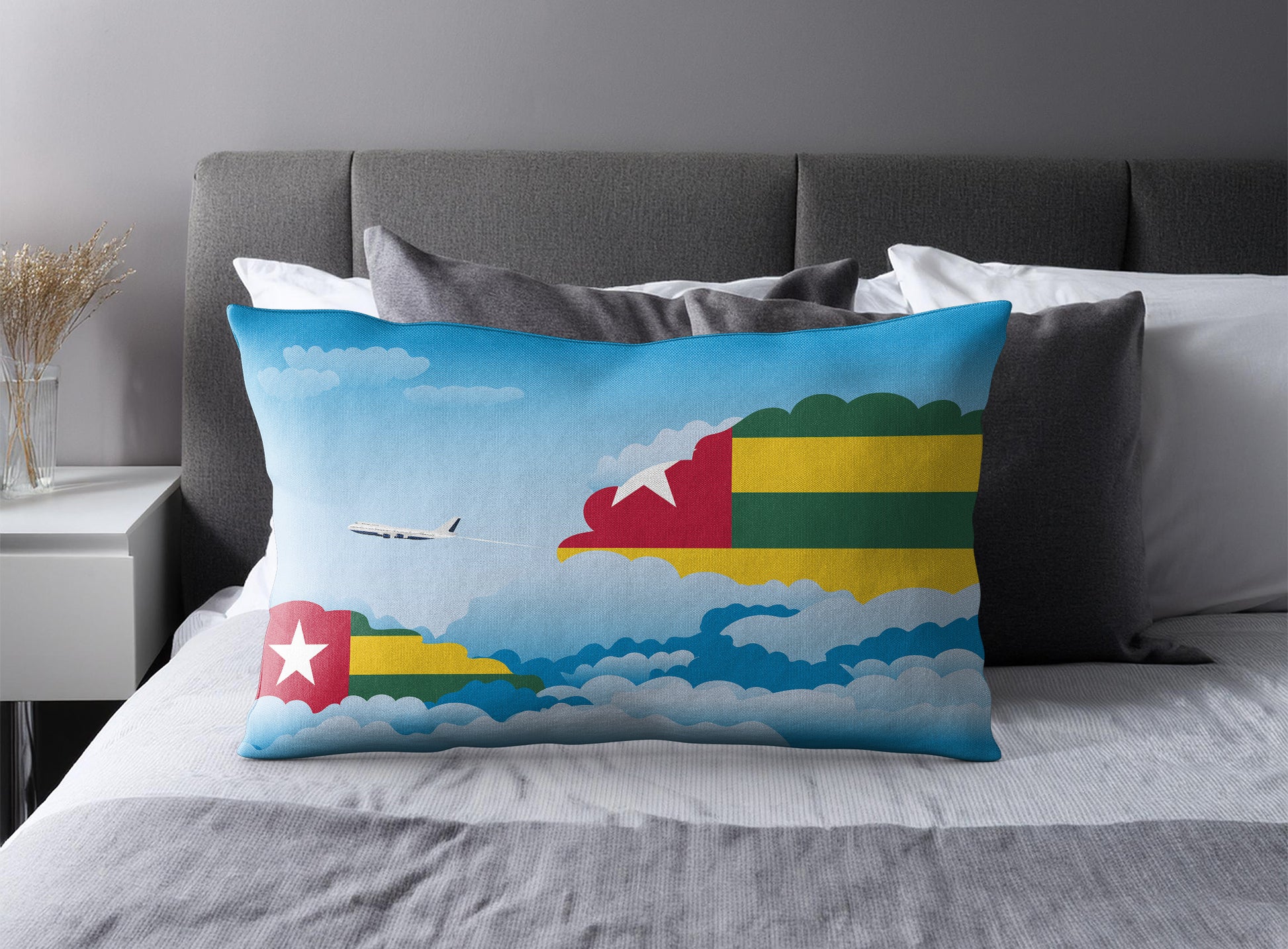 Togo Day Clouds Pillow Case and Pillow Throw
