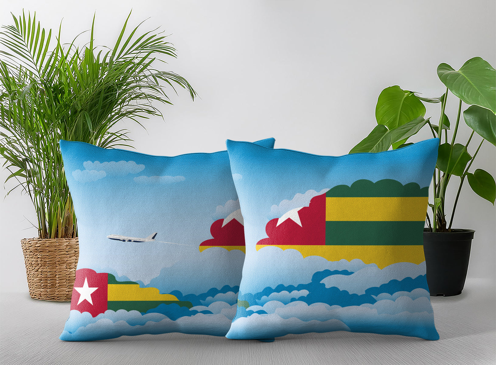 Togo Day Clouds Pillow Case and Pillow Throw