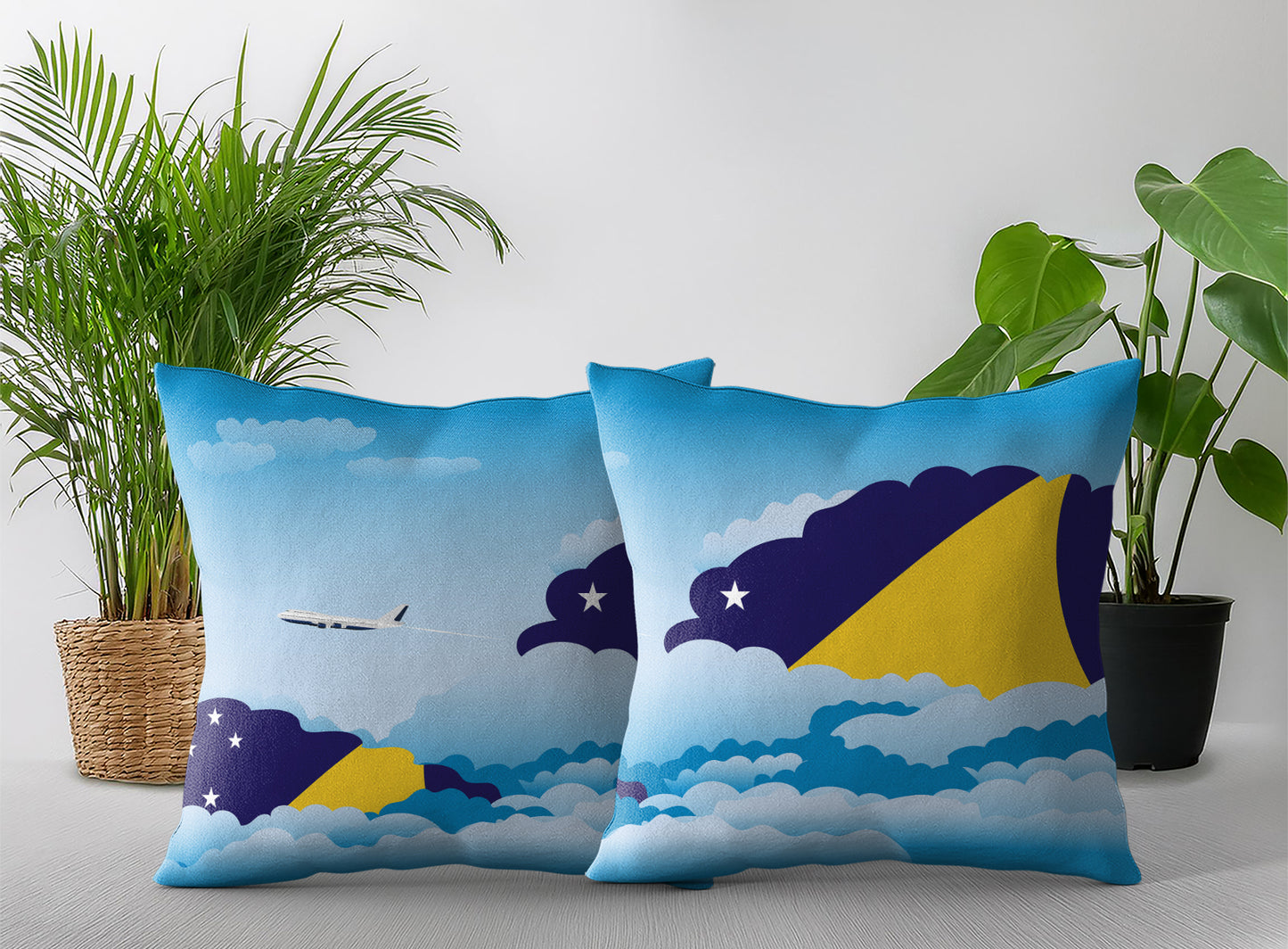 Tokelau Day Clouds Pillow Case and Pillow Throw