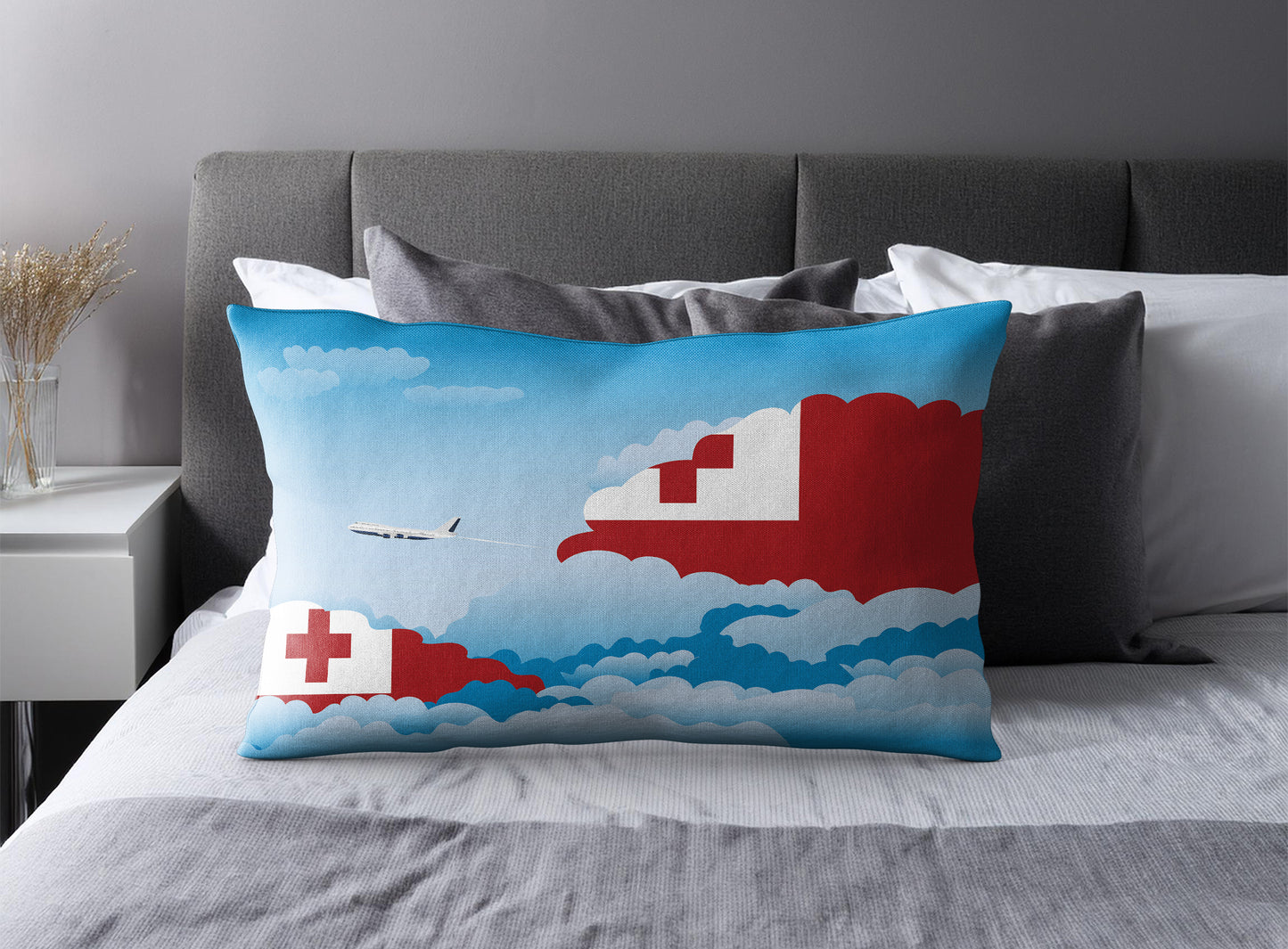 Tonga Day Clouds Pillow Case and Pillow Throw