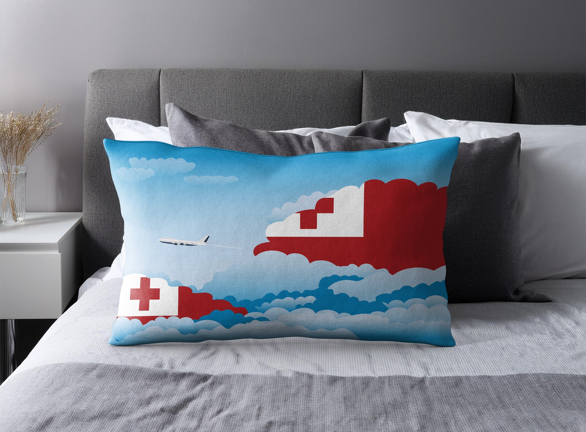 Tonga Day Clouds Pillow Case and Pillow Throw