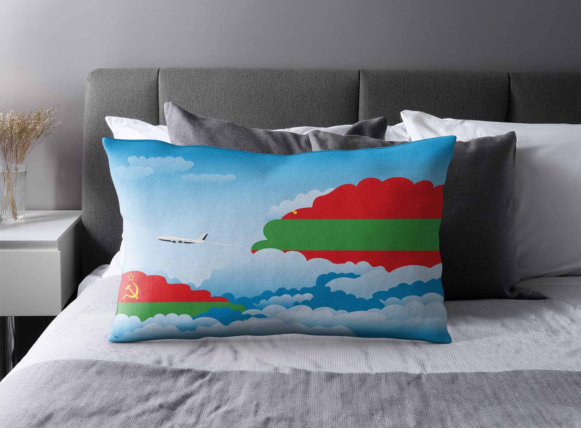 Transnistria World Airplane Day Clouds Square & Rectangle Pillow Cases | Aviation Decorative Pillow Covers