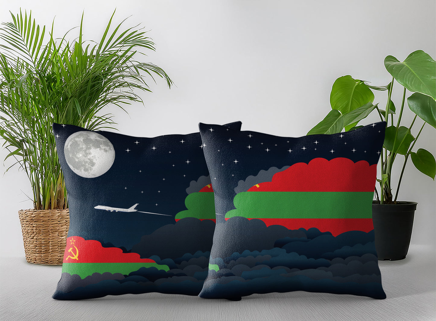 Transnistria Night Clouds Pillow Case and Pillow Throw