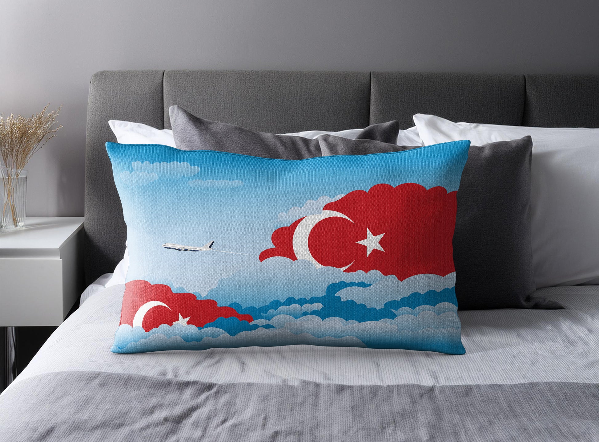 Turkey Day Clouds Pillow Case and Pillow Throw