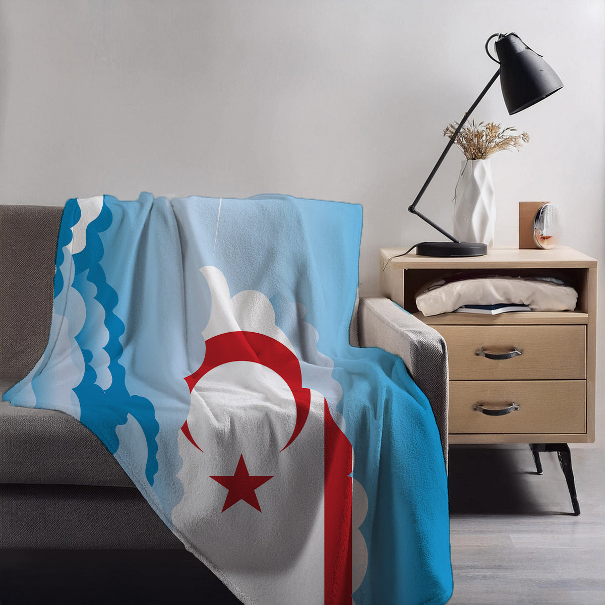 Turkish Republic of Northern Cyprus Day Clouds Blankets & Throws | Soft Premium Blankets | City Posters Plus
