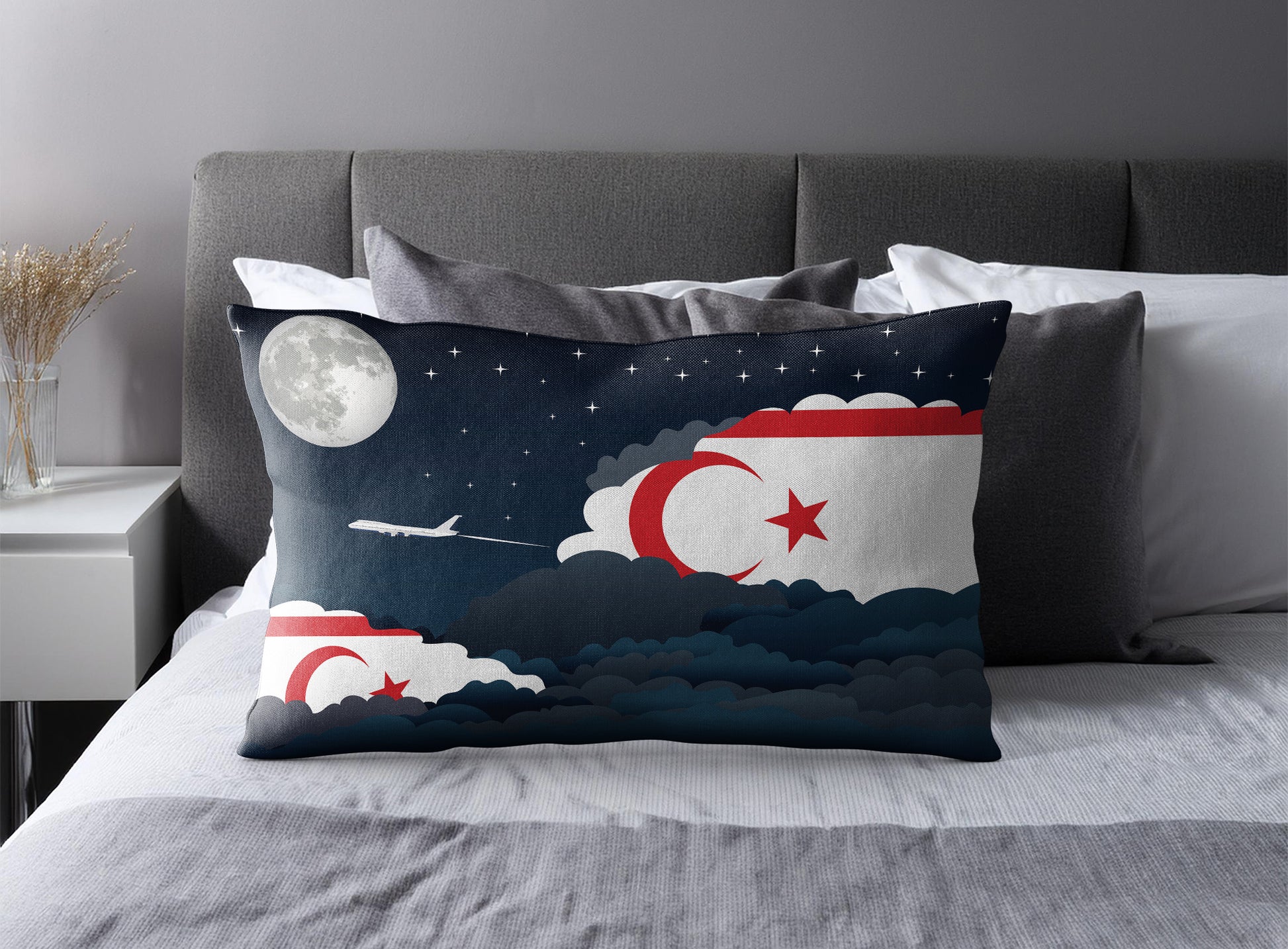 Turkish Republic of Northern Cyprus Night Clouds Pillow Case and Pillow Throw