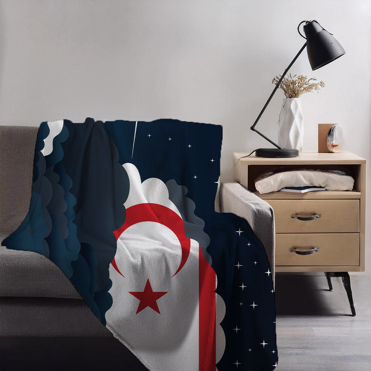 Turkish Republic of Northern Cyprus Night Clouds Blankets & Throws | Premium Soft Blankets | City Posters Plus