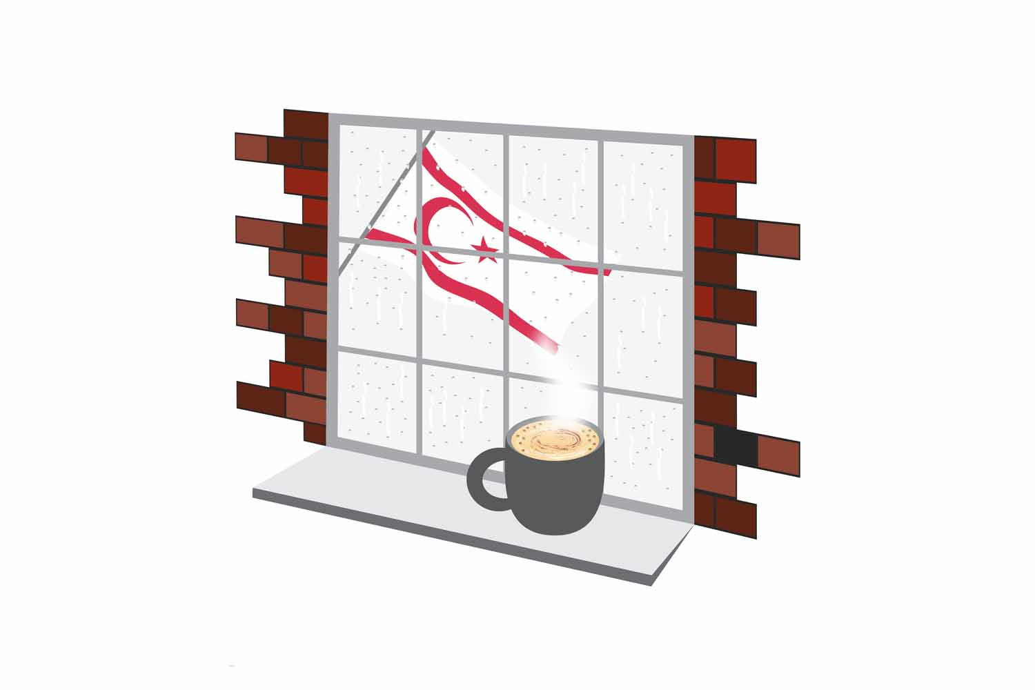 Turkish Republic of Northern Cyprus Coffee Rain Window Fridge Magnet
