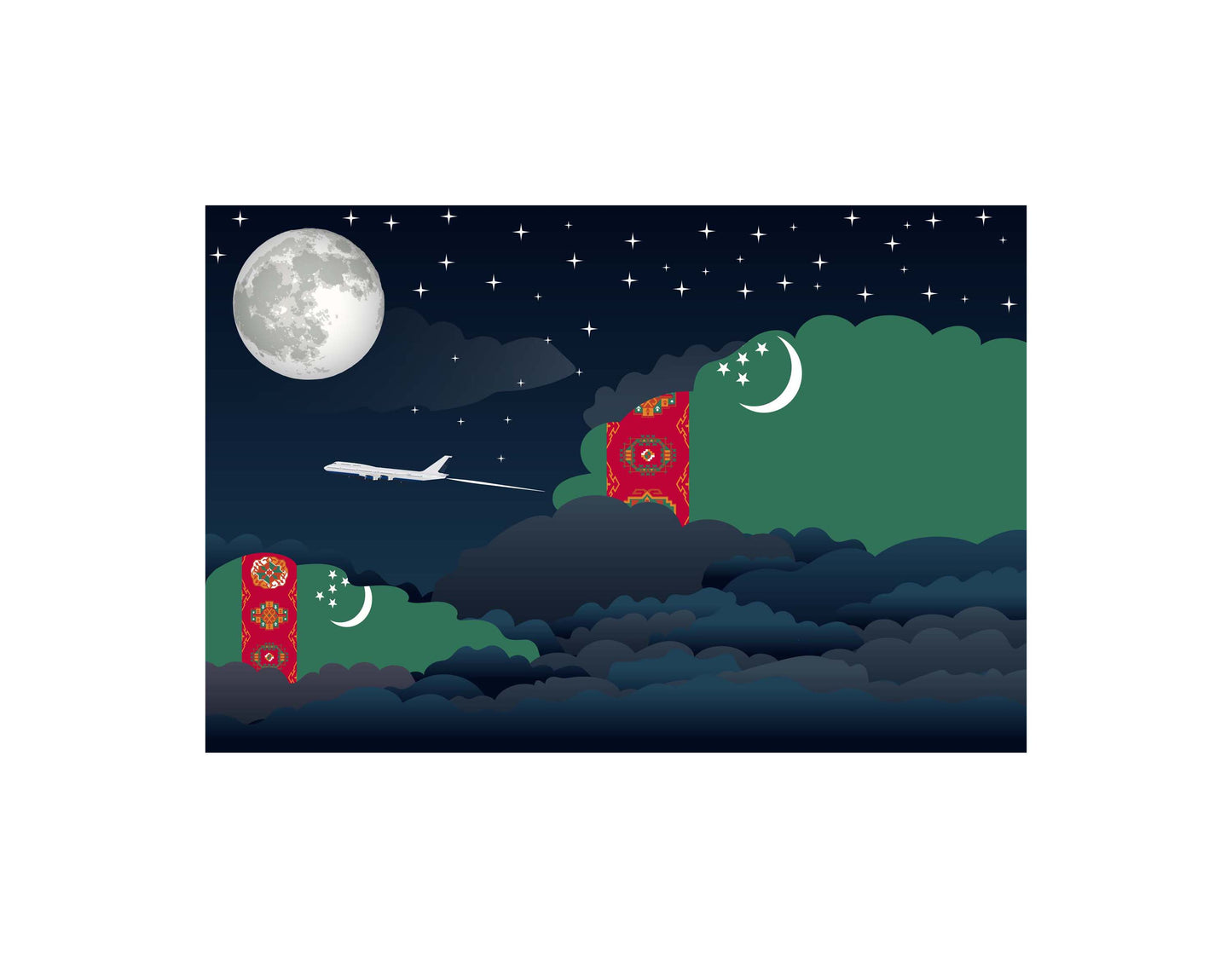 Turkmenistan Night Clouds Blankets & Throws | Premium Soft Blankets | City Posters Plus