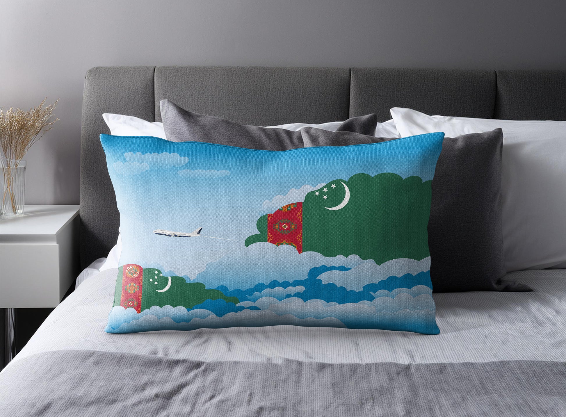 Turkmenistan World Airplane Day Clouds Square & Rectangle Pillow Cases | Aviation Decorative Pillow Covers
