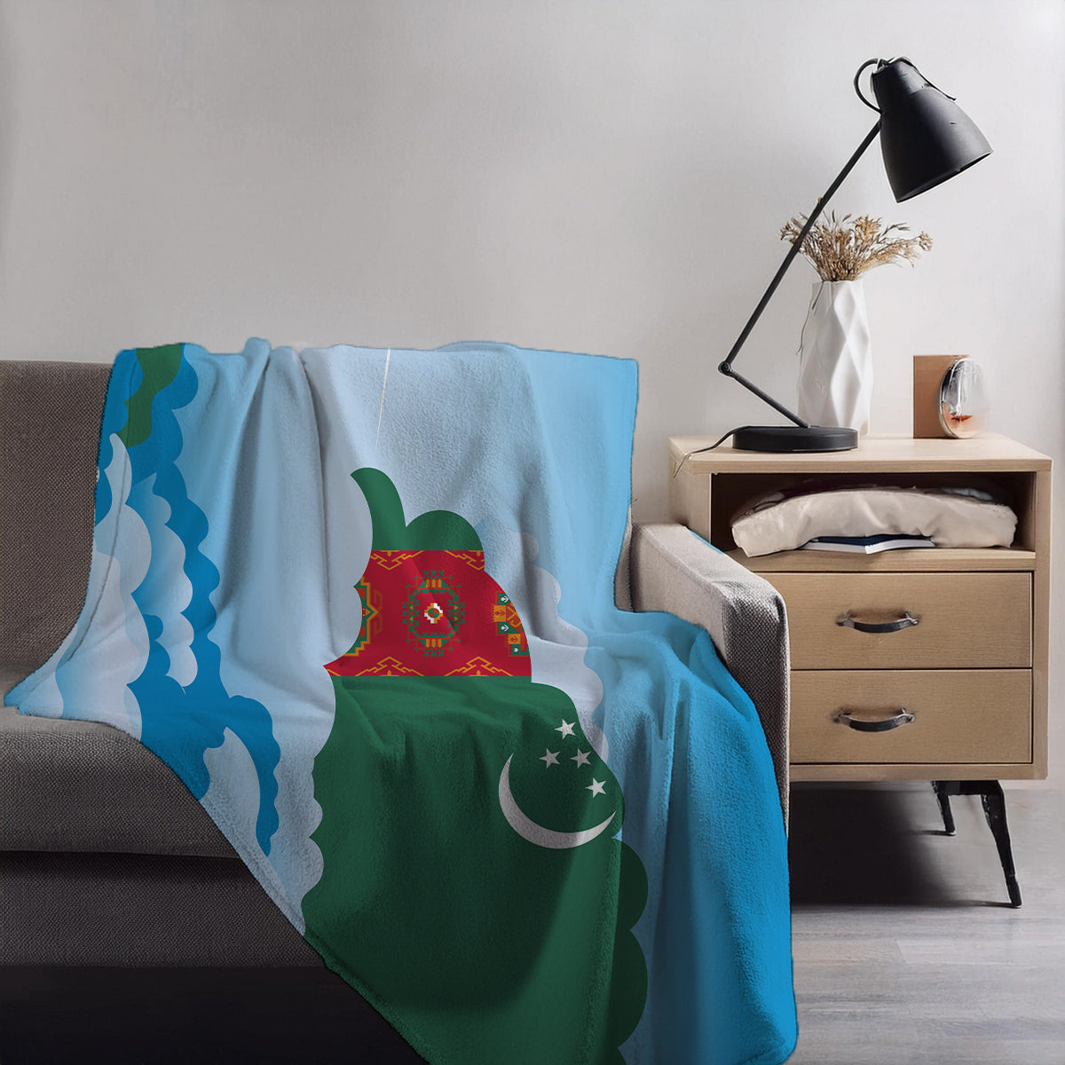 Turkmenistan Day Clouds Blankets & Throws | Soft Premium Blankets | City Posters Plus