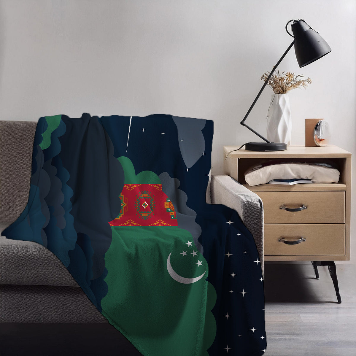 Turkmenistan Night Clouds Blankets & Throws | Premium Soft Blankets | City Posters Plus