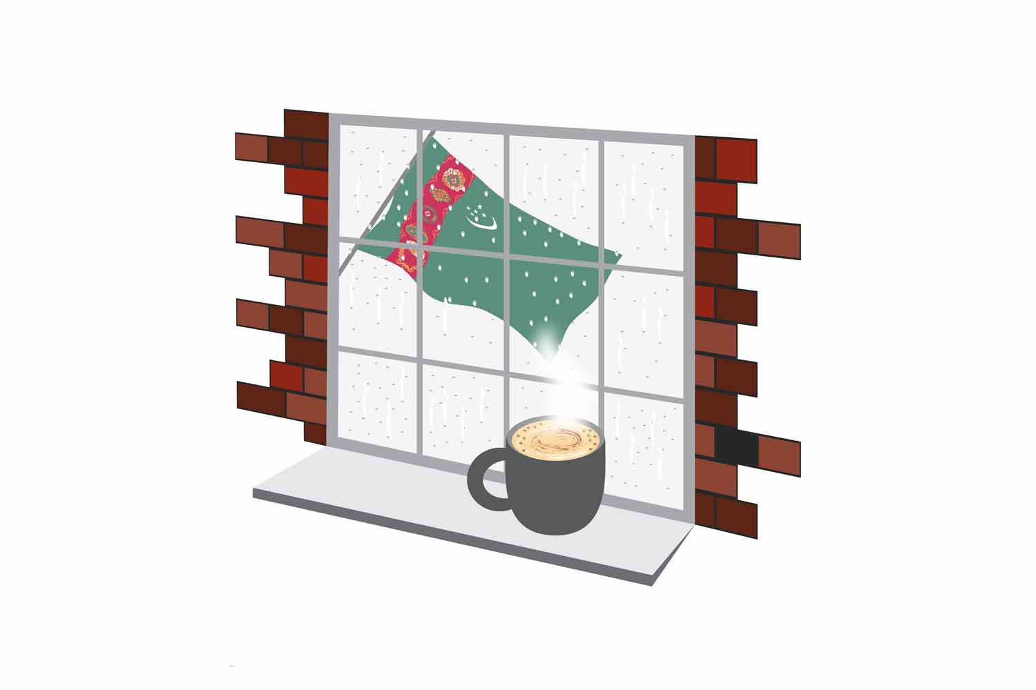 Turkmenistan Coffee Rain Window Fridge Magnet