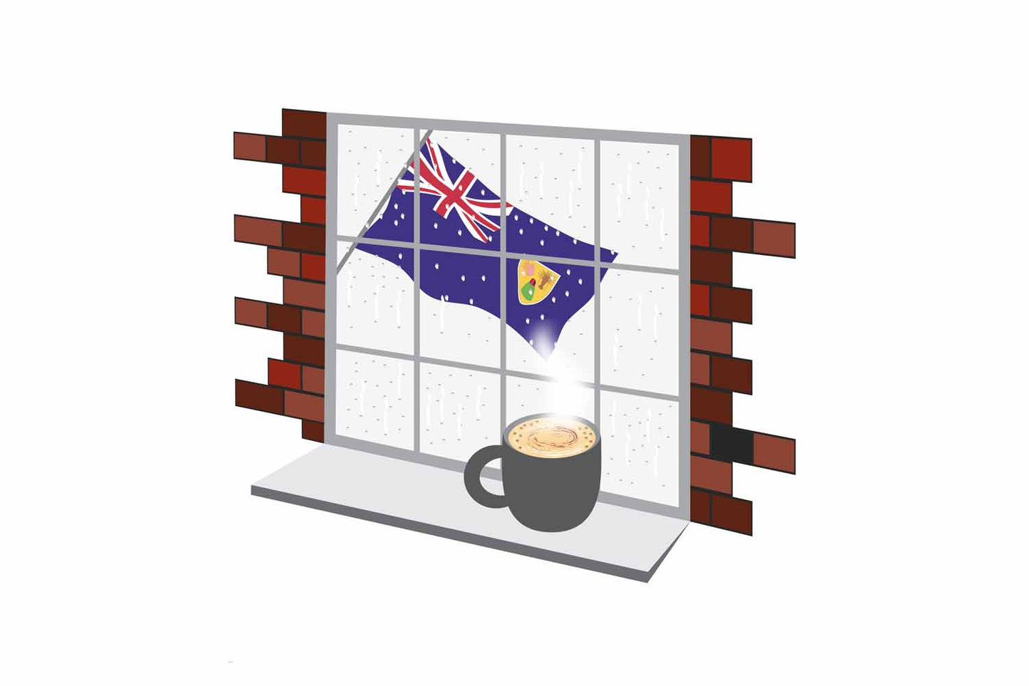 Turks and Caicos Islands Coffee Rain Window Fridge Magnet