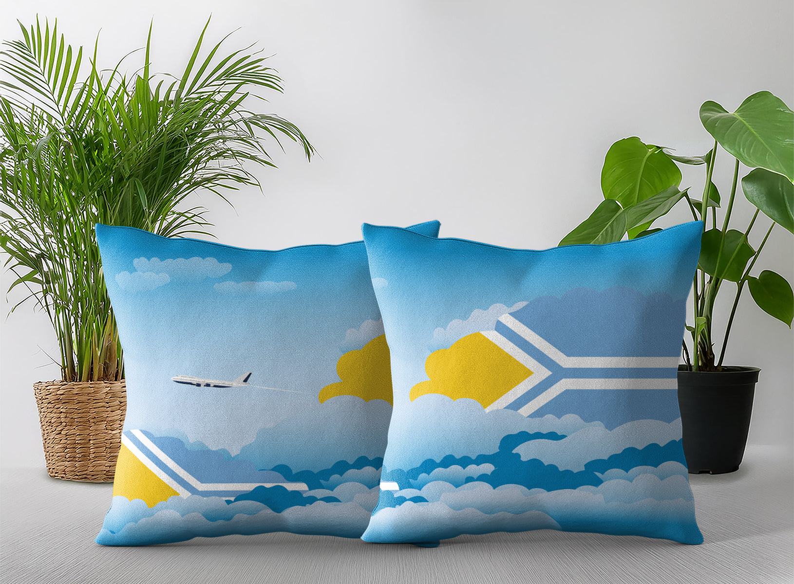 Tuva World Airplane Day Clouds Square & Rectangle Pillow Cases | Aviation Decorative Pillow Covers