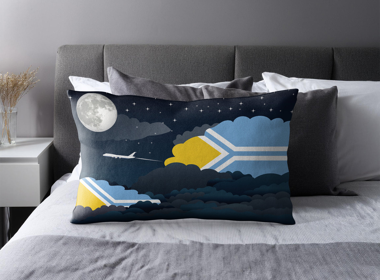 Tuva World Airplane Night Clouds Square & Rectangle Pillow Cases | Aviation Night Sky Pillow Covers