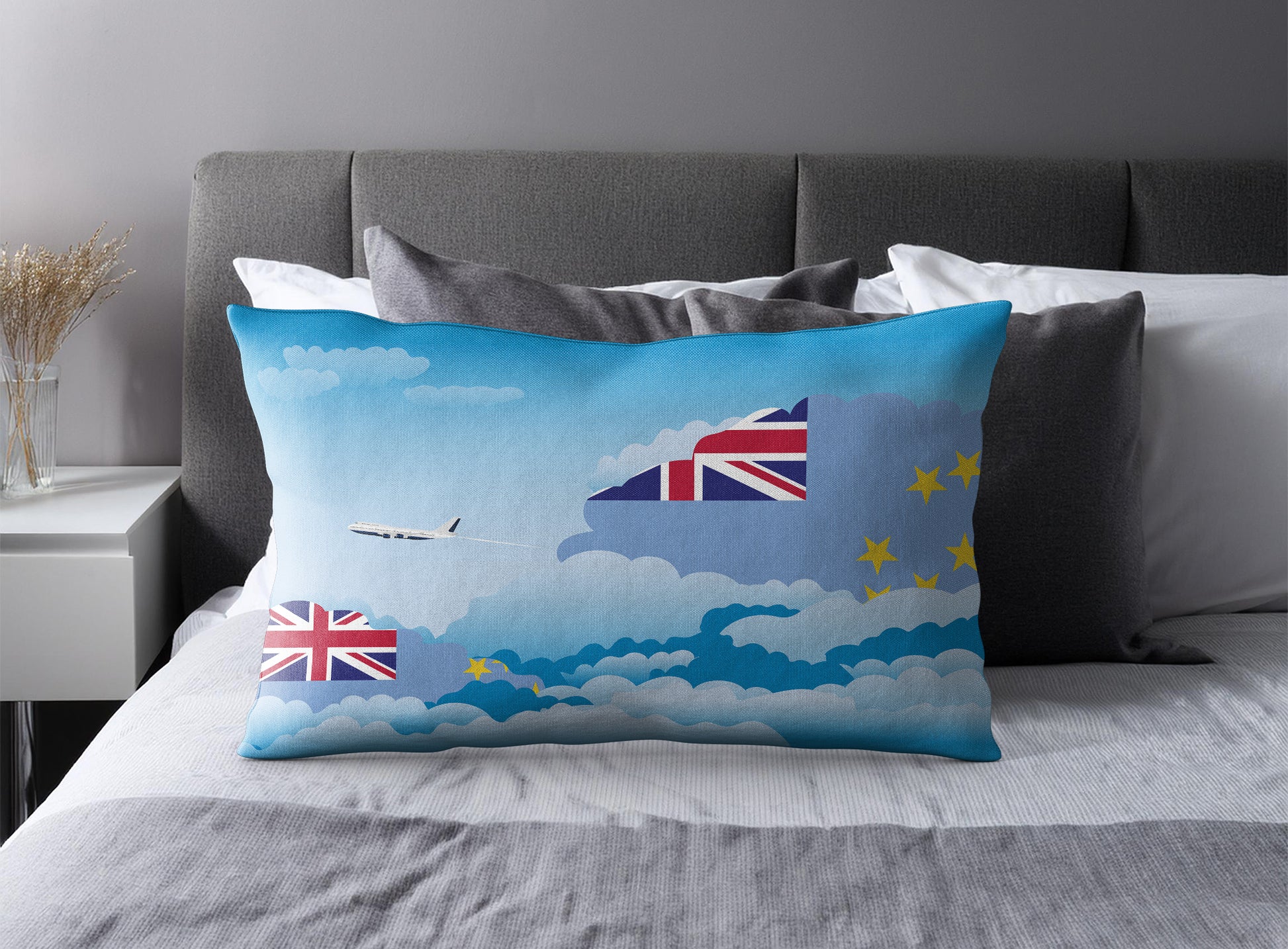 Tuvalu World Airplane Day Clouds Square & Rectangle Pillow Cases | Aviation Decorative Pillow Covers