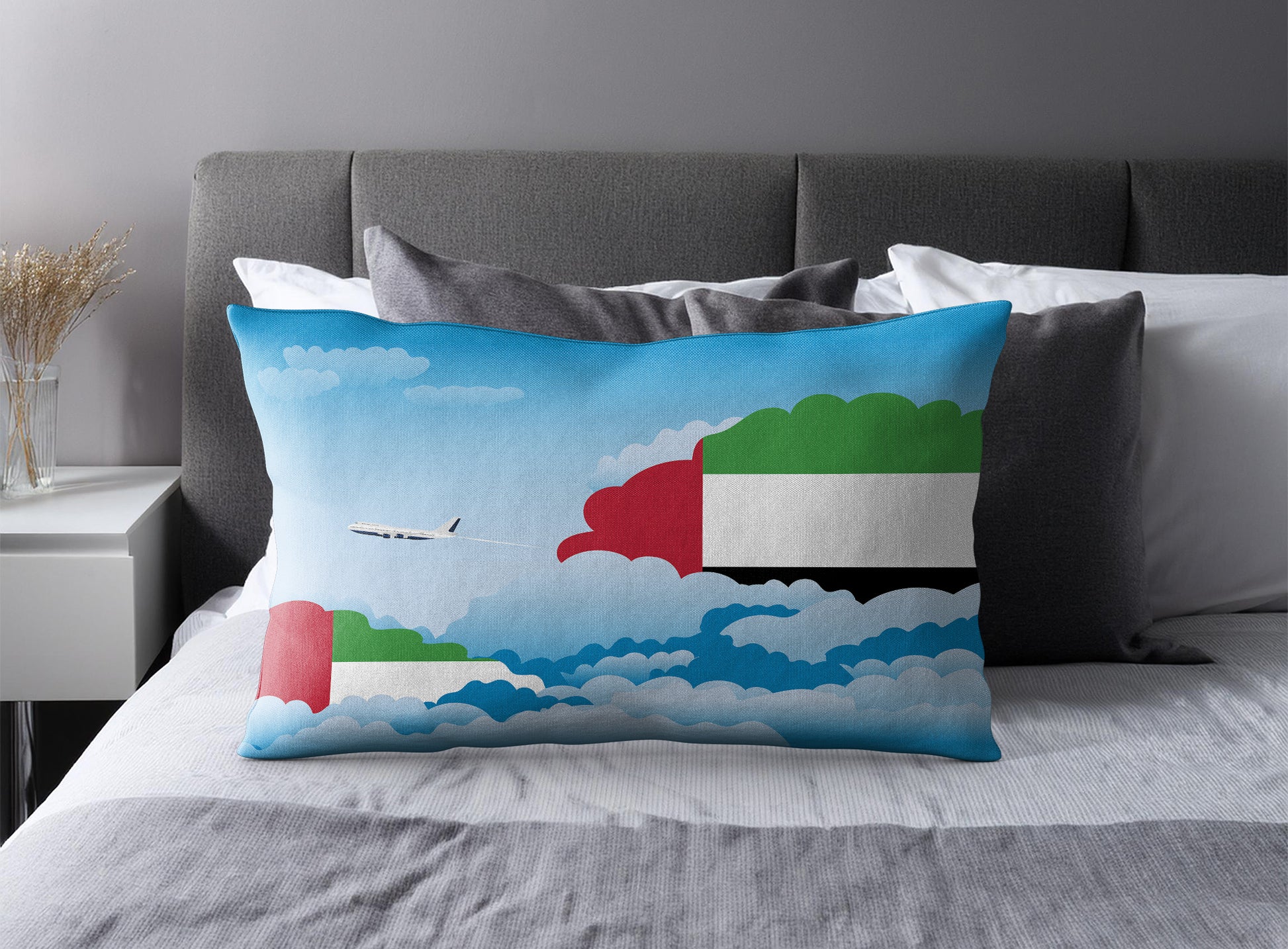 United Arab Emirates World Airplane Day Clouds Square & Rectangle Pillow Cases | Aviation Decorative Pillow Covers