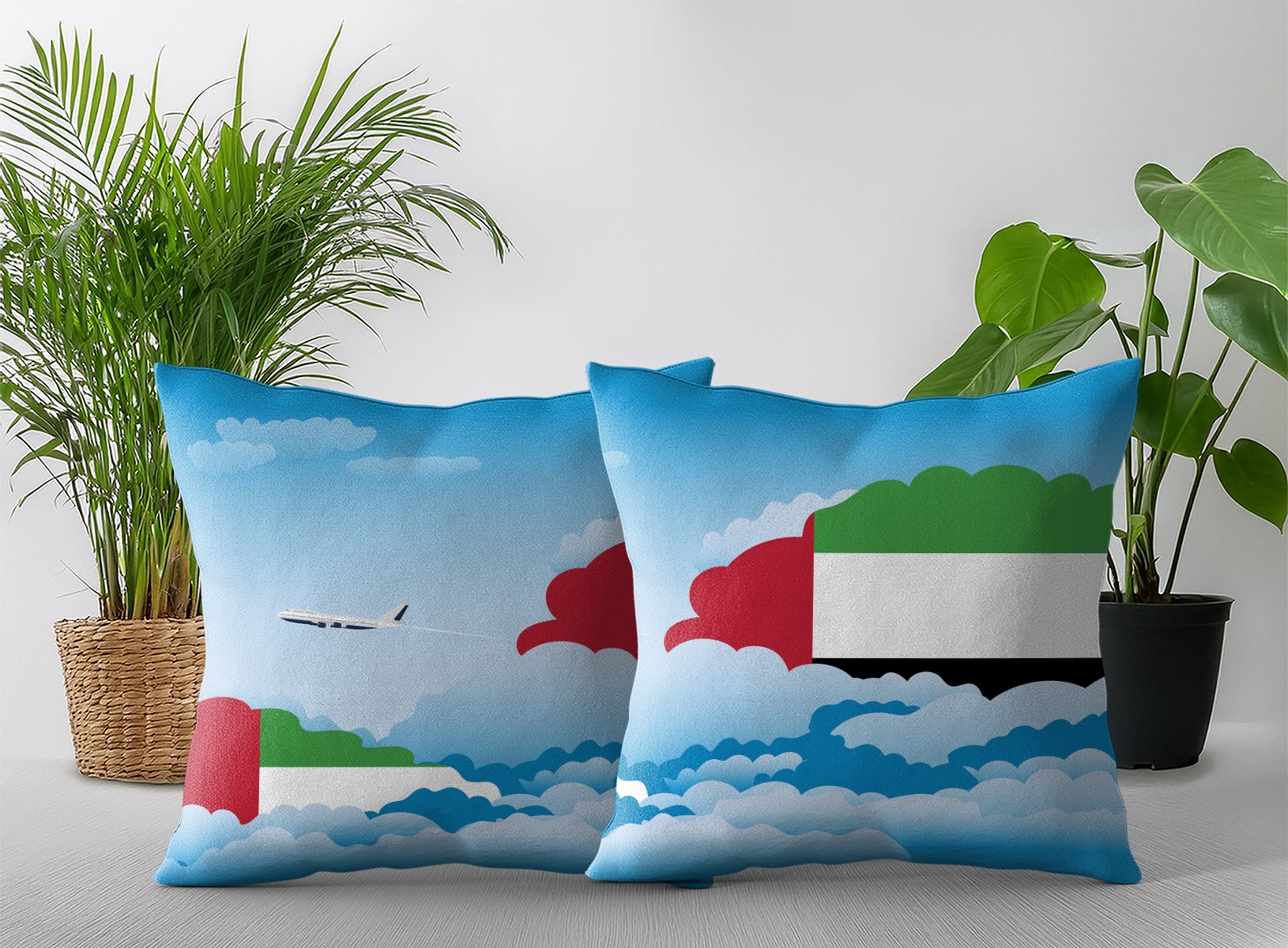 United Arab Emirates World Airplane Day Clouds Square & Rectangle Pillow Cases | Aviation Decorative Pillow Covers