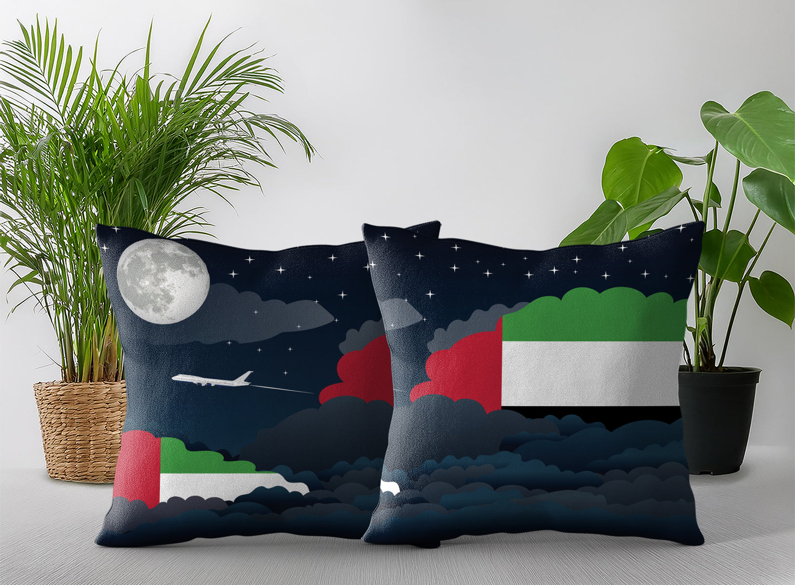 United Arab Emirates Night Clouds Pillow Case and Pillow Throw