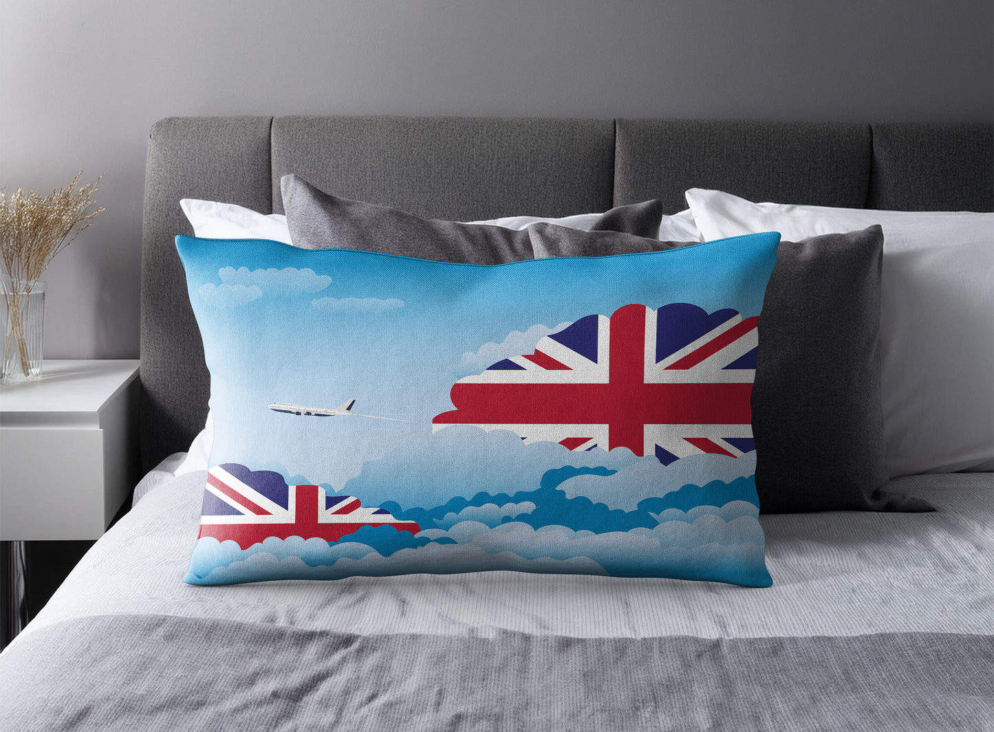 United KIngdom World Airplane Day Clouds Square & Rectangle Pillow Cases | Aviation Decorative Pillow Covers