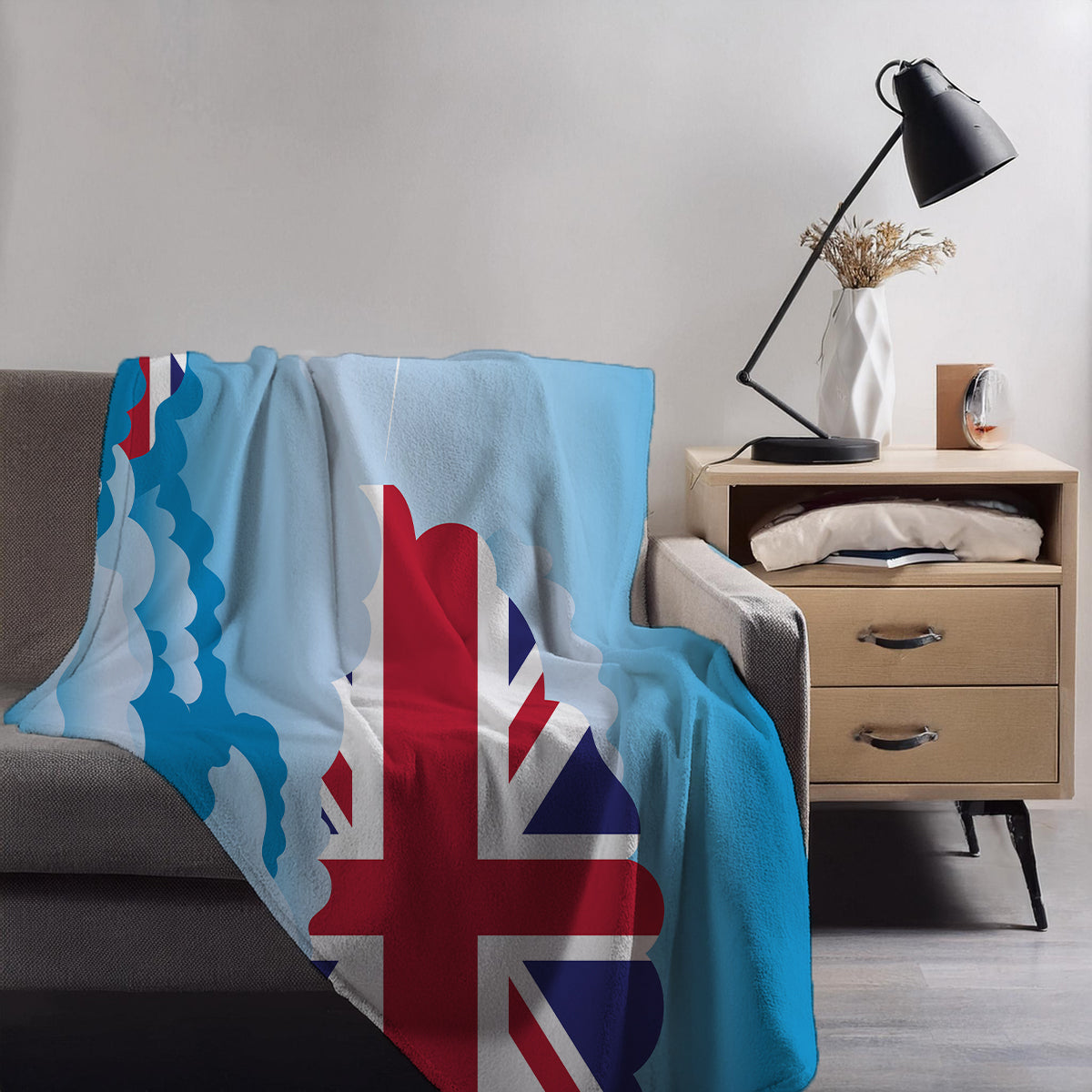 United KIngdom Day Clouds Blankets & Throws | Soft Premium Blankets | City Posters Plus