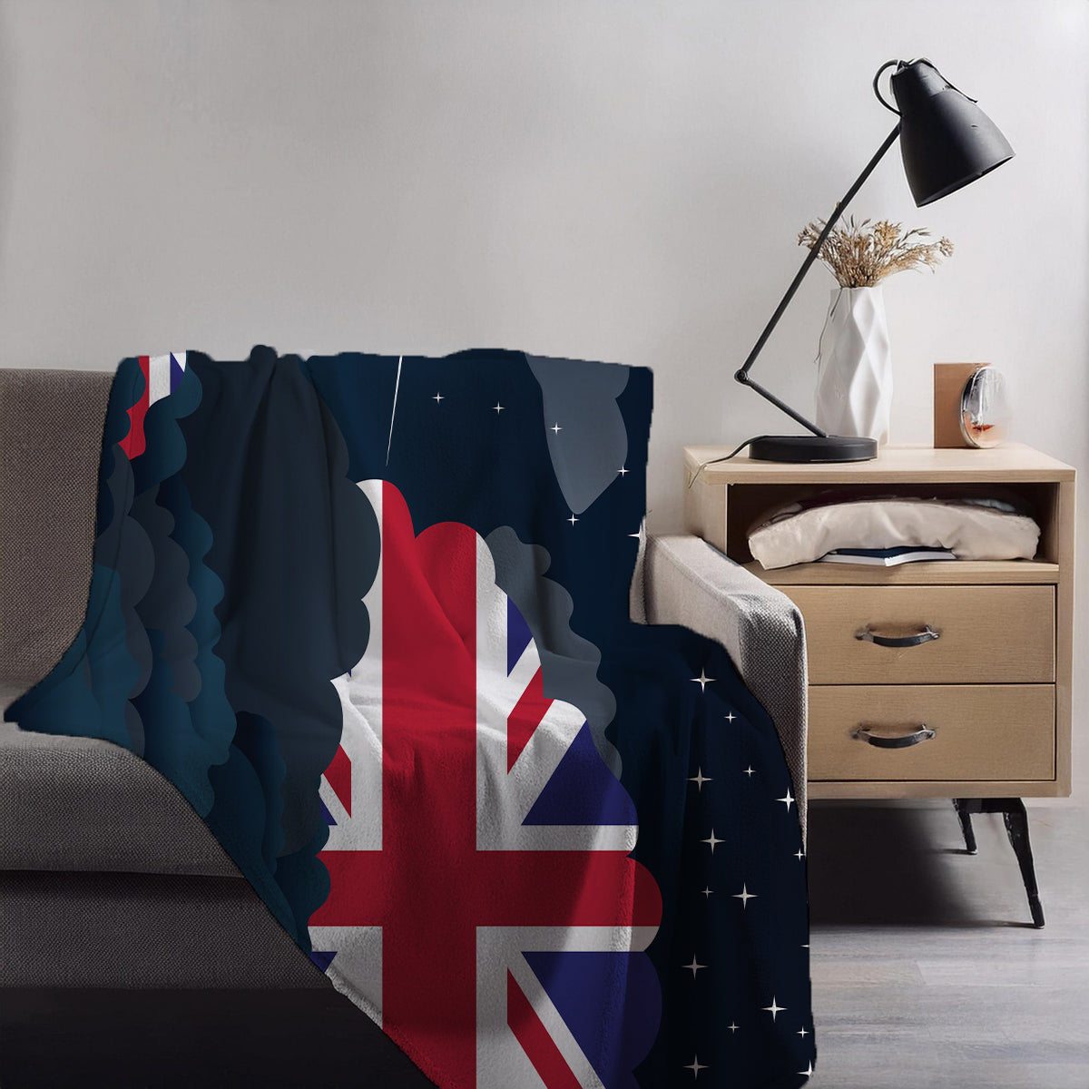 United KIngdom Night Clouds Blankets & Throws | Premium Soft Blankets | City Posters Plus