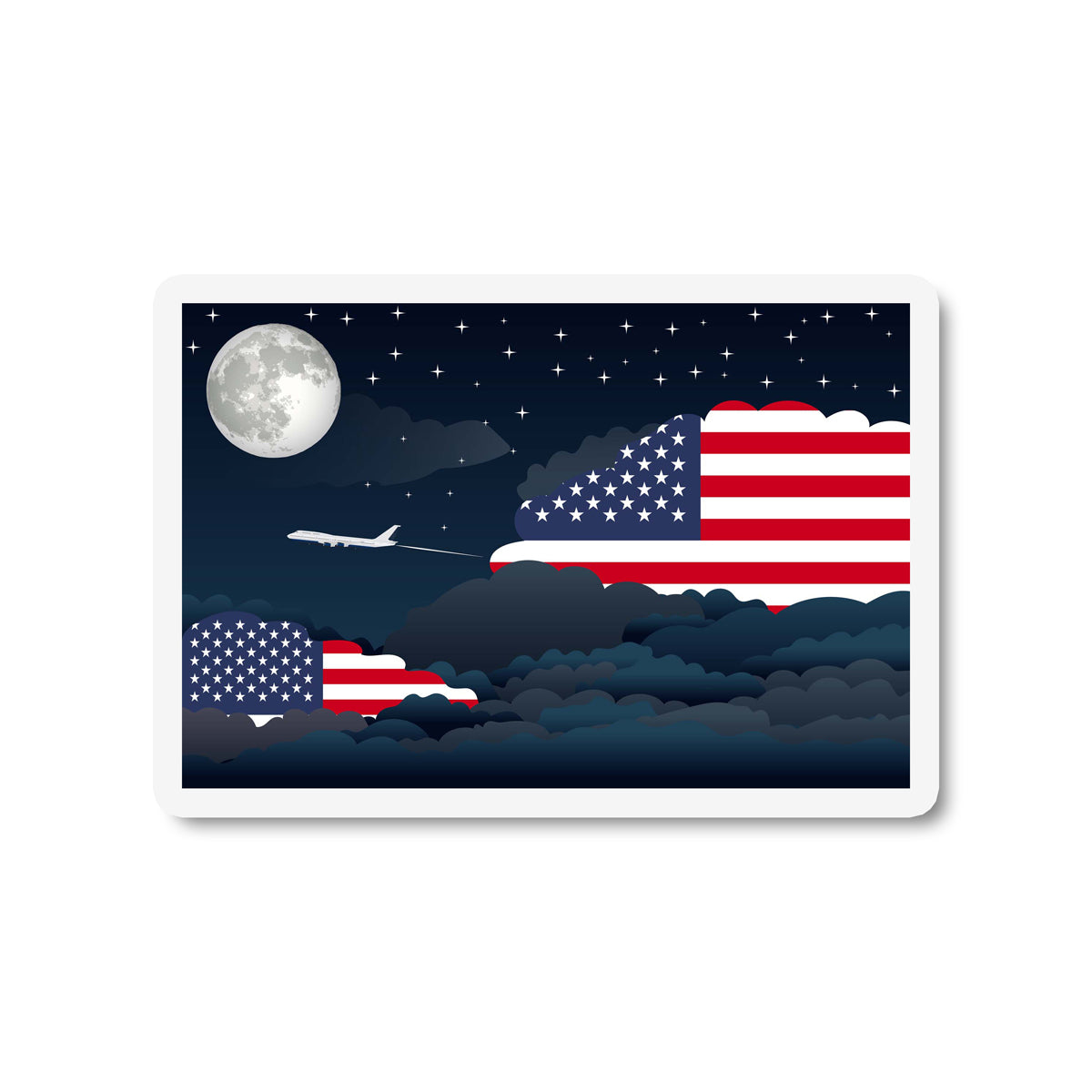 United States Night Clouds Fridge Magnet