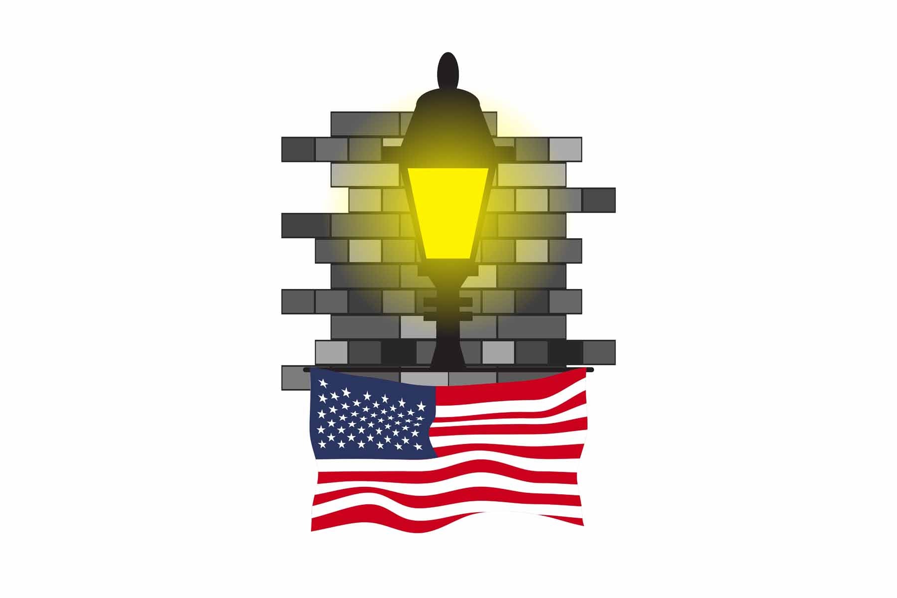 United States Street Lamp Bricks Fridge Magnet